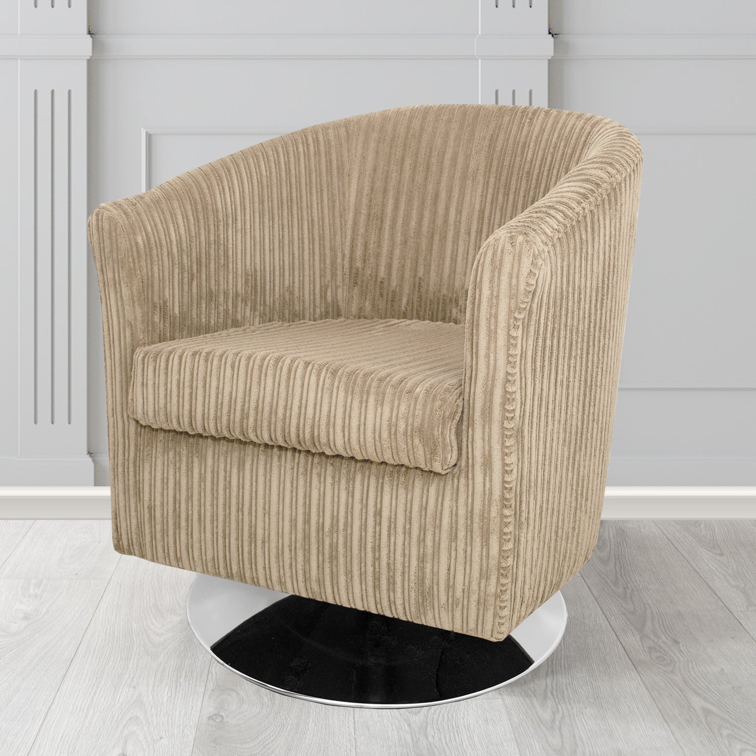 Tuscany Conway Camel Plain Texture Fabric Swivel Tub Chair (6581745254442)
