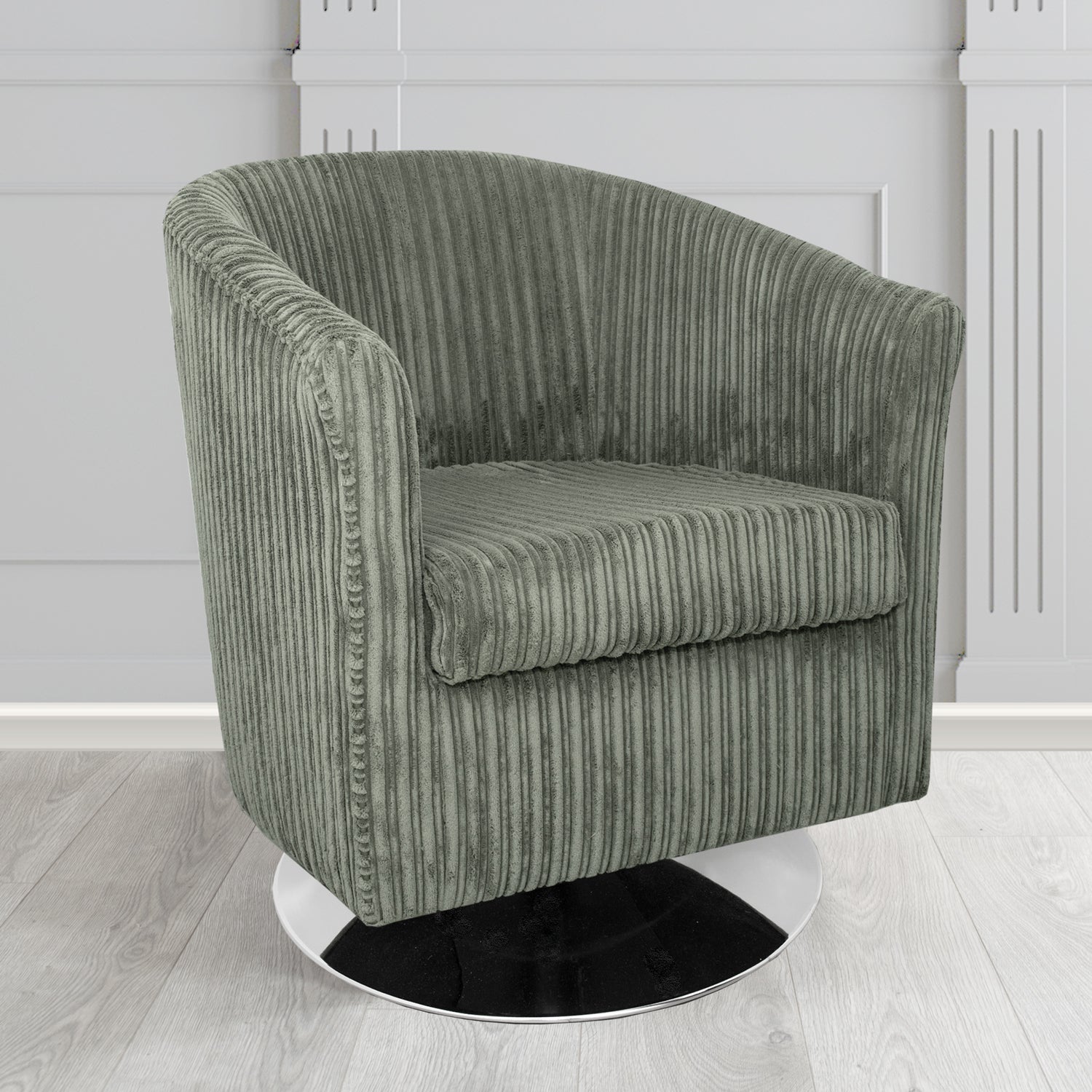 Tuscany Conway Charcoal Plain Texture Fabric Swivel Tub Chair (6581745385514)
