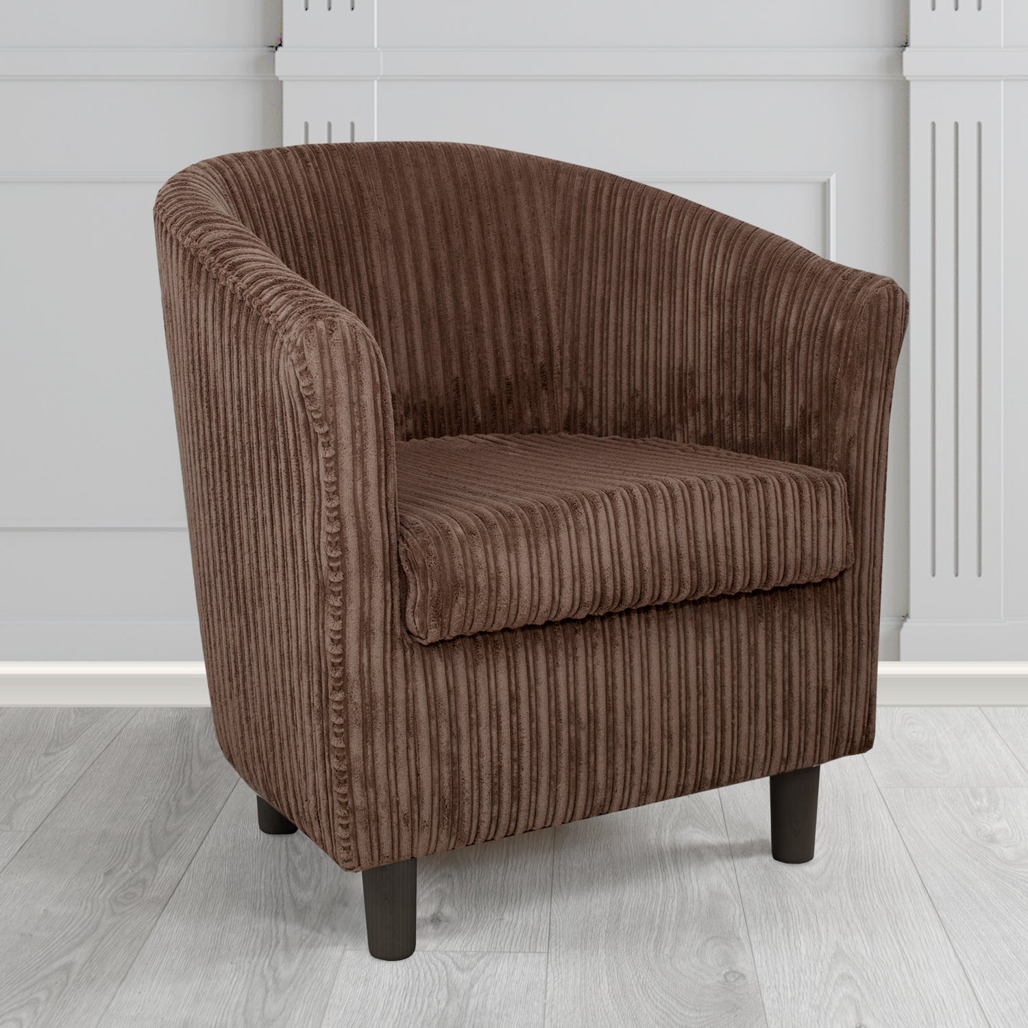 Tuscany in Conway Chocolate Plain Textured Fabric Tub Chair (6581722546218)