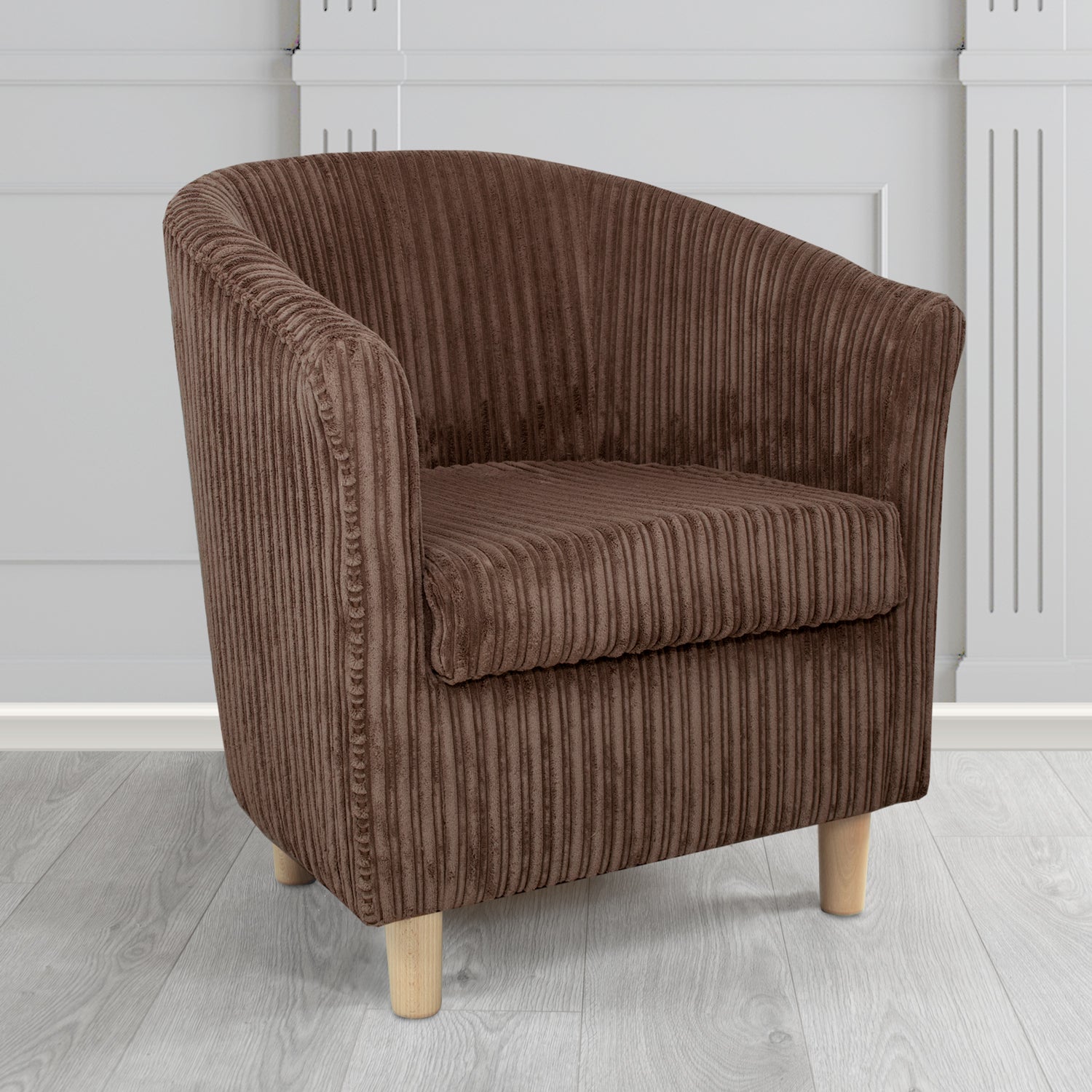 Tuscany in Conway Chocolate Plain Textured Fabric Tub Chair (6581722546218)