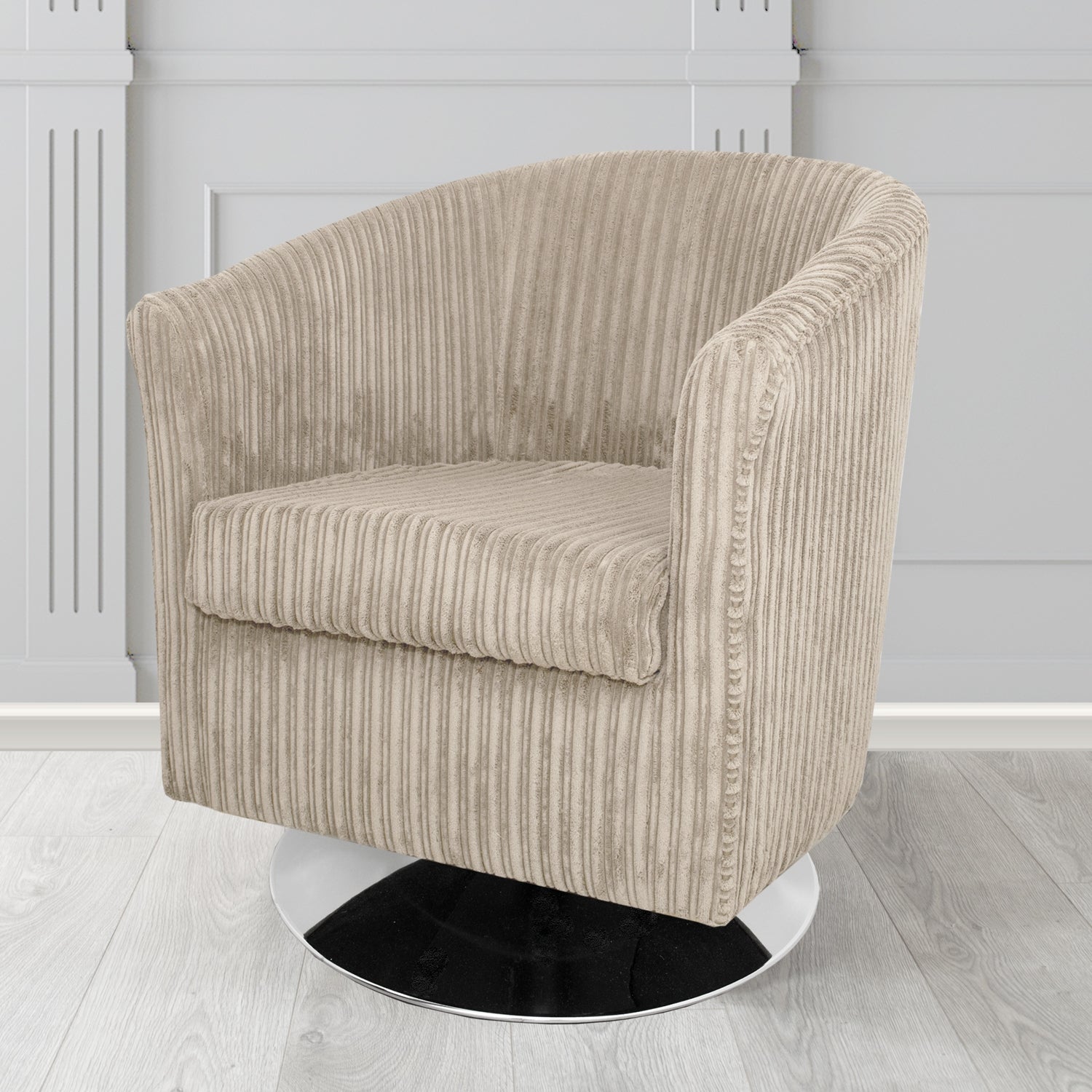 Tuscany Conway Mink Plain Texture Fabric Swivel Tub Chair (6581746401322)