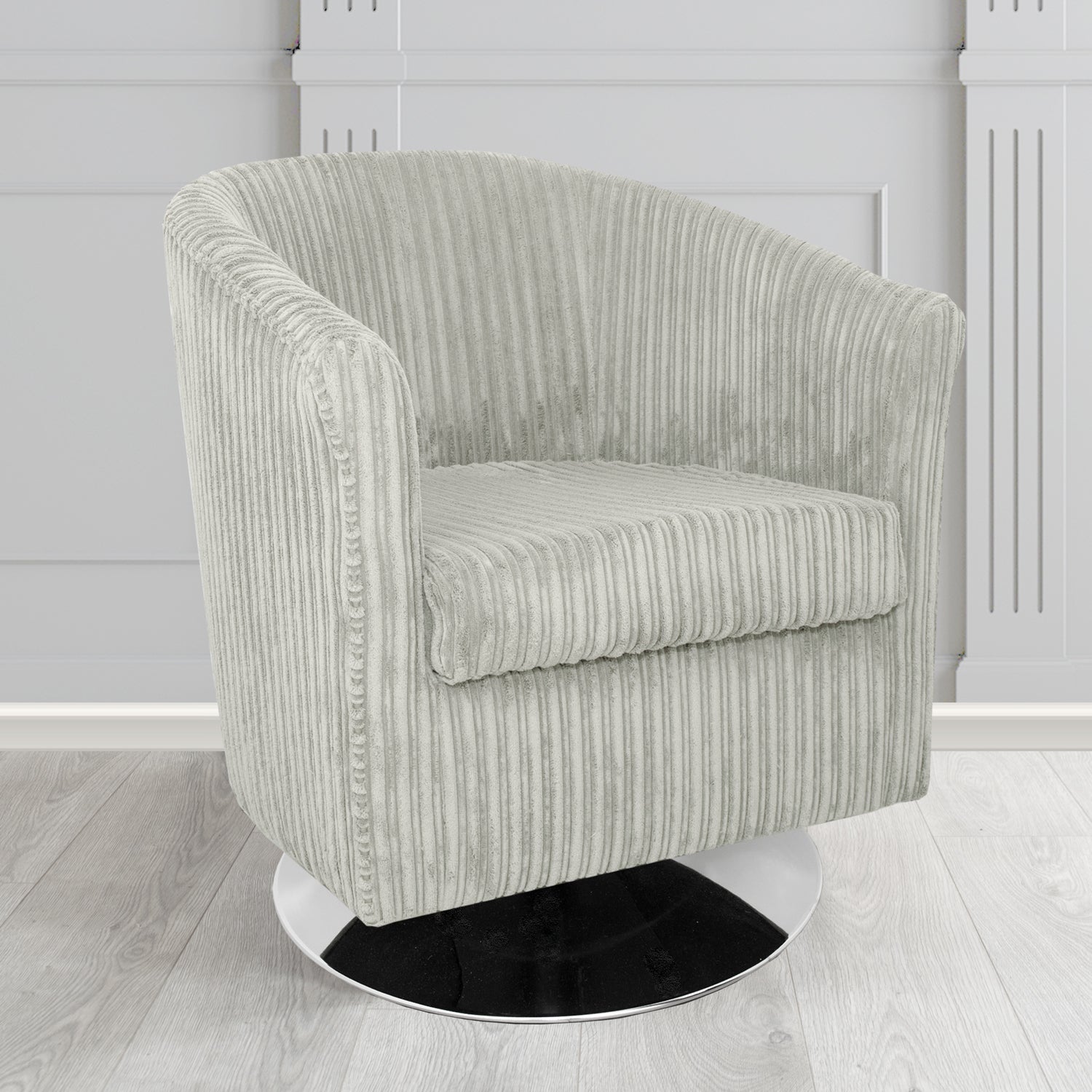 Tuscany Conway Silver Plain Texture Fabric Swivel Tub Chair (6581747974186)