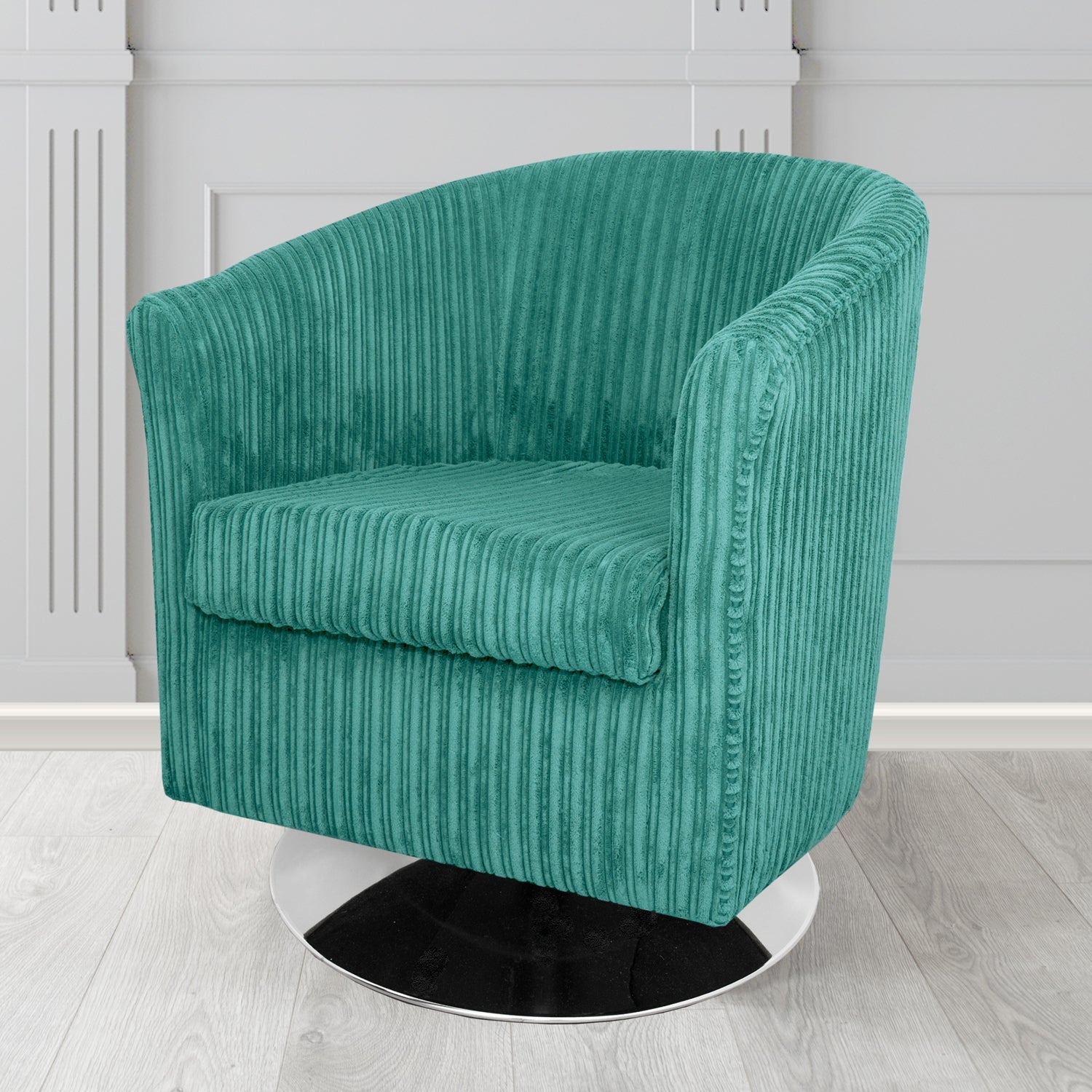 Teal swivel accent chair top