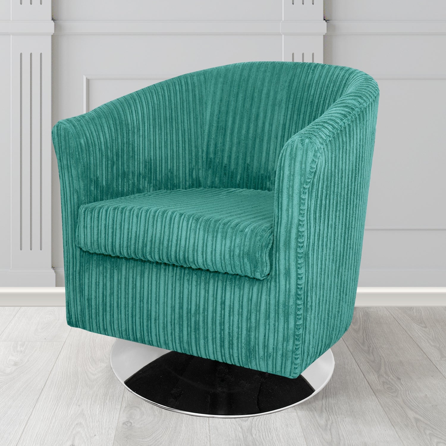Tuscany Conway Teal Plain Texture Fabric Swivel Tub Chair (6581748400170)