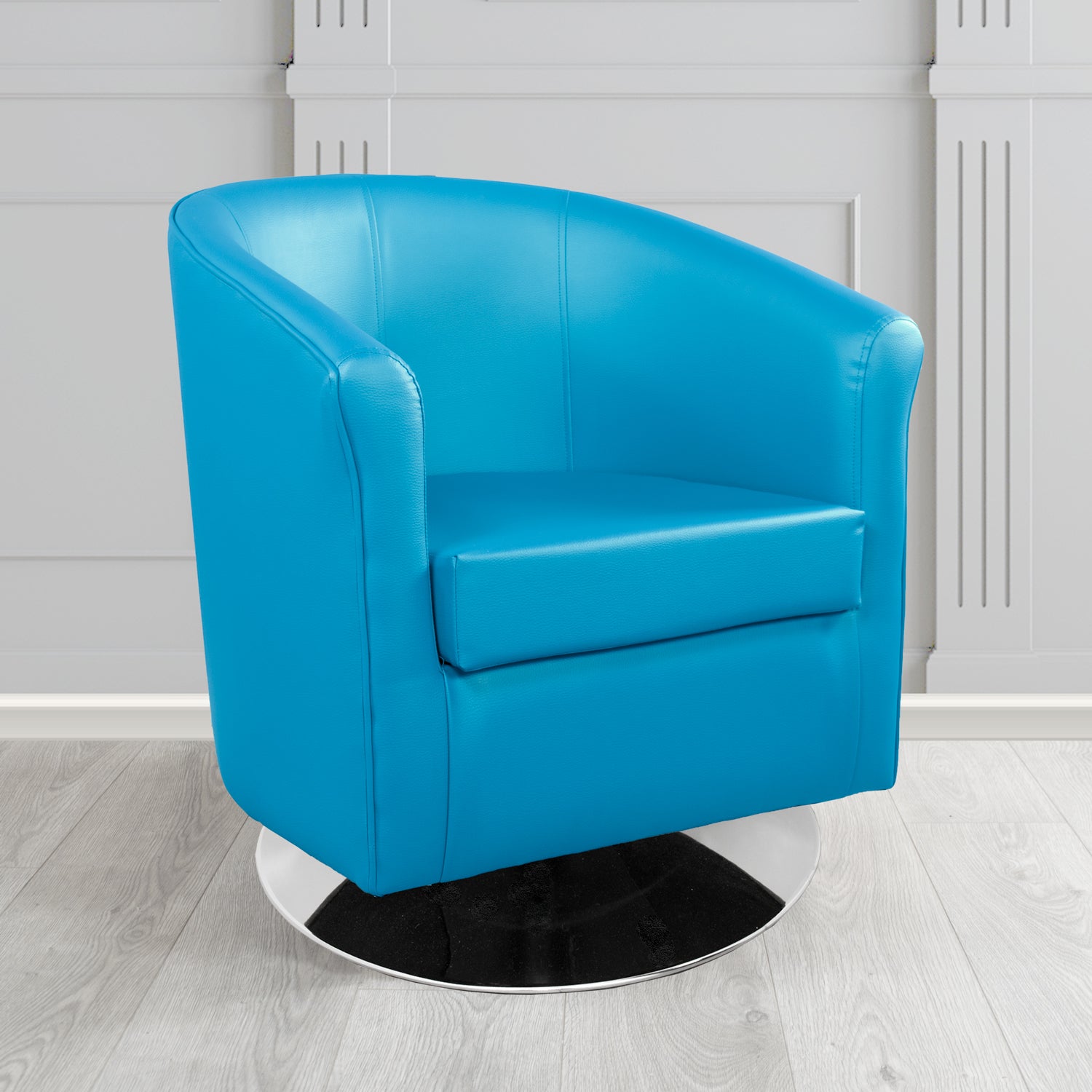 Tuscany Electric Blue Faux Leather Swivel Tub Chair (4500374945834)