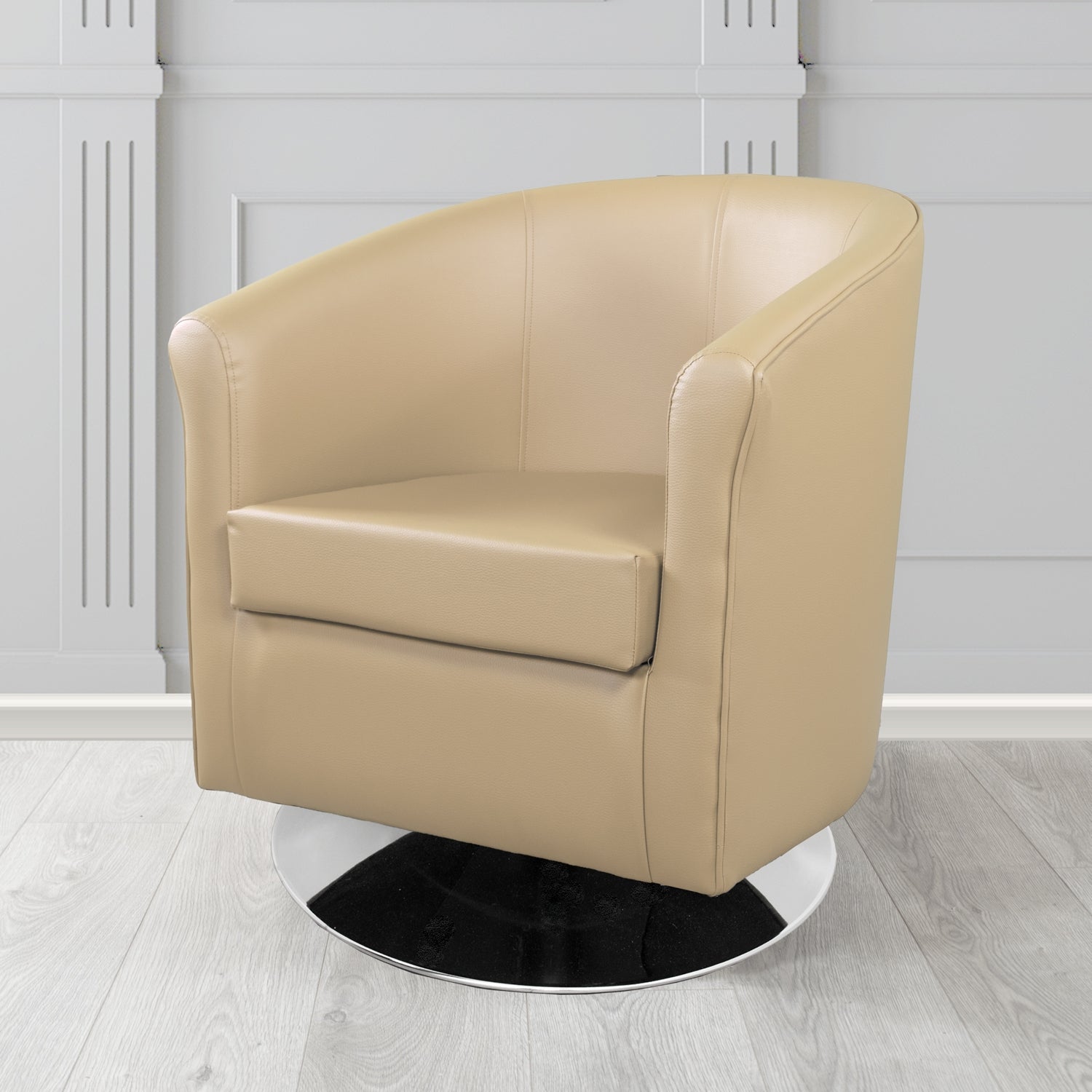 Tuscany Just Colour Almond Crib 5 Faux Leather Swivel Tub Chair - The Tub Chair Shop