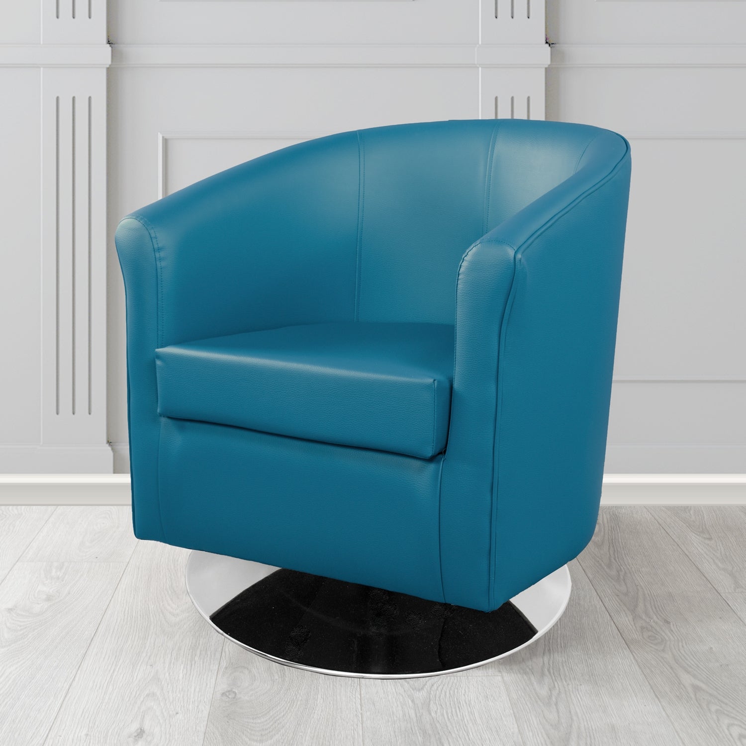 Tuscany Just Colour Aquamarine Crib 5 Faux Leather Swivel Tub Chair - The Tub Chair Shop
