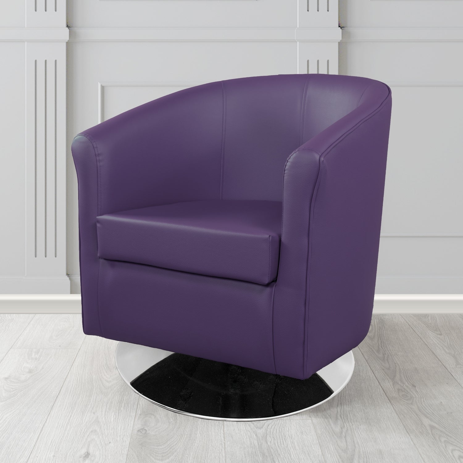 Tuscany Just Colour Blackberry Crib 5 Faux Leather Swivel Tub Chair - The Tub Chair Shop