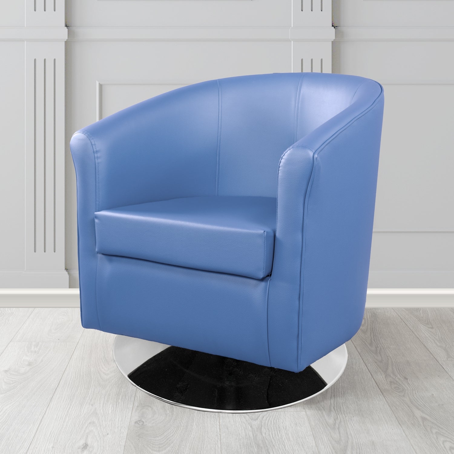 Tuscany Just Colour Blue Steel Crib 5 Faux Leather Swivel Tub Chair - The Tub Chair Shop