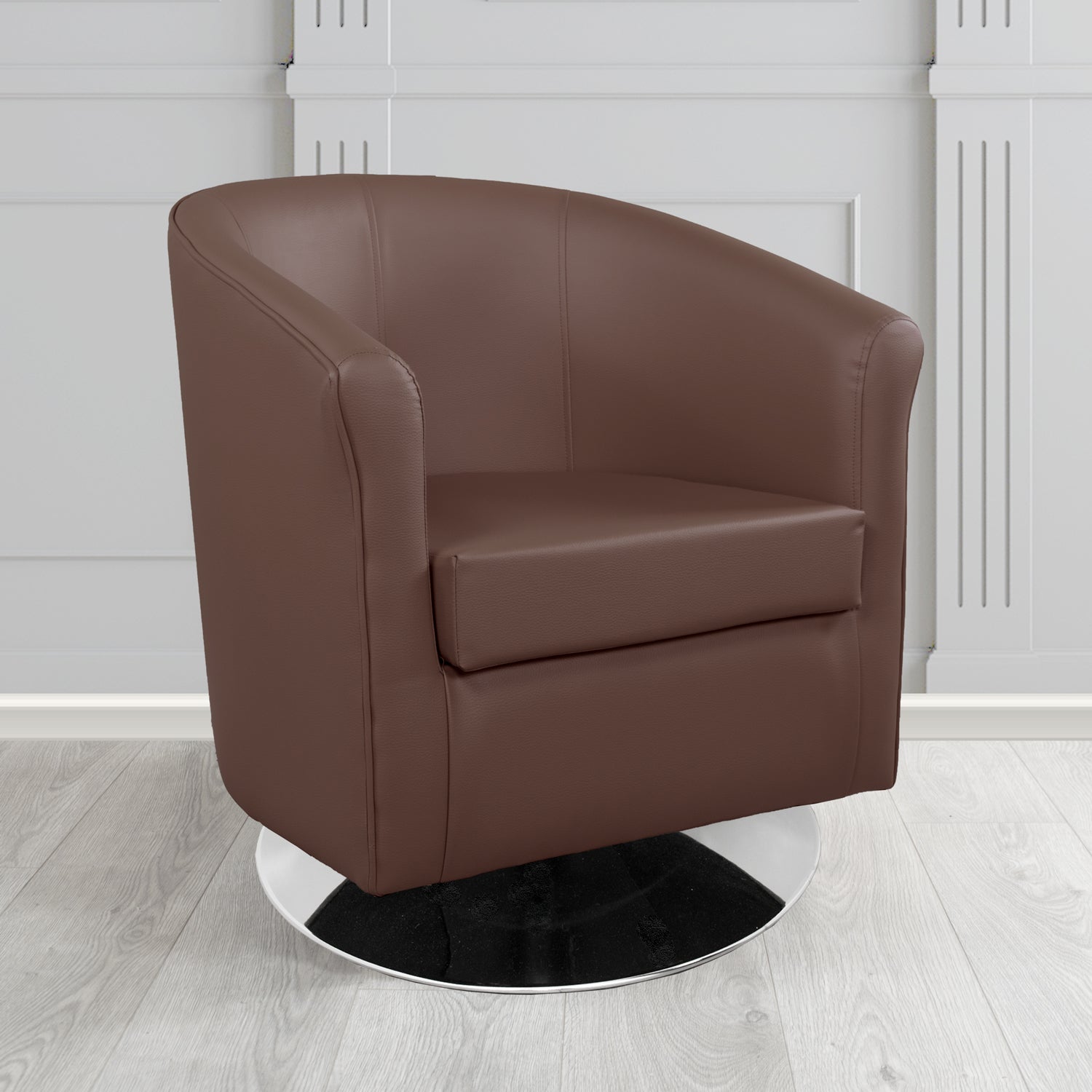 Tuscany Just Colour Cocoa Crib 5 Faux Leather Swivel Tub Chair - The Tub Chair Shop