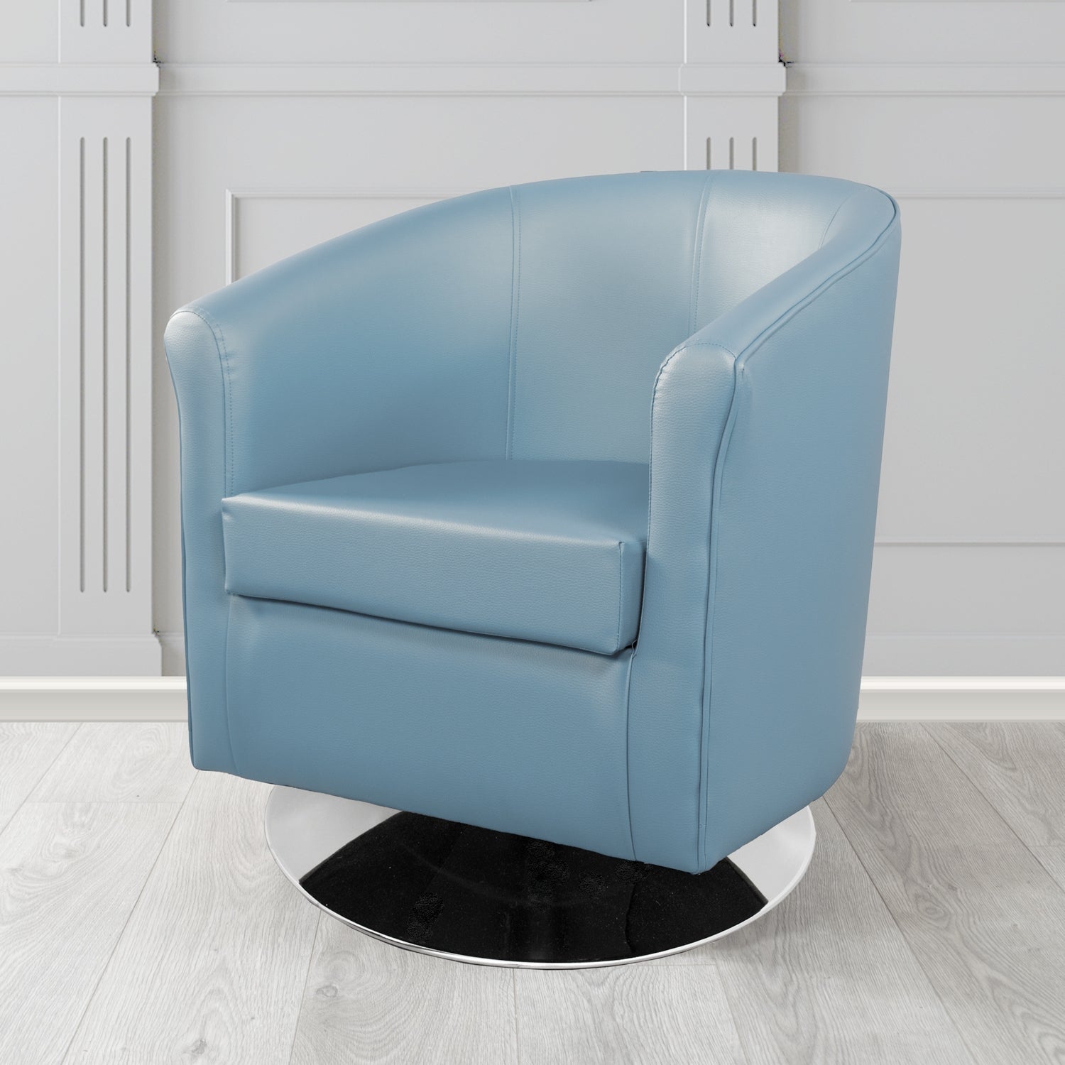 Tuscany Just Colour Cool Blue Crib 5 Faux Leather Swivel Tub Chair - The Tub Chair Shop