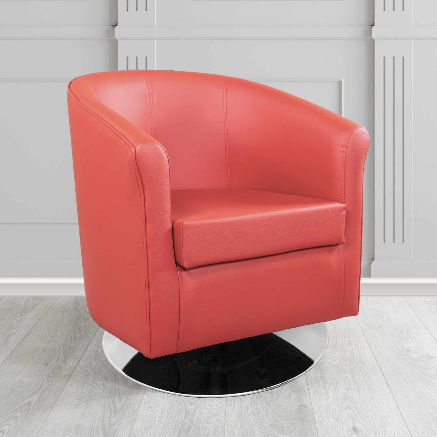Tuscany Just Colour Coral Crib 5 Faux Leather Swivel Tub Chair - The Tub Chair Shop