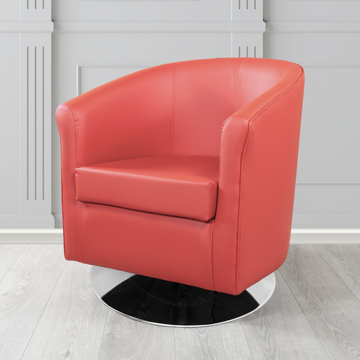 Tuscany Just Colour Coral Crib 5 Faux Leather Swivel Tub Chair - The Tub Chair Shop