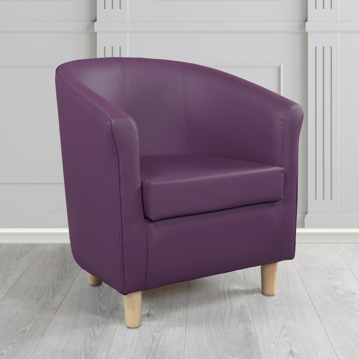 Tuscany Just Colour Damson Antimicrobial Crib 5 Contract Faux Leather Tub Chair - The Tub Chair Shop