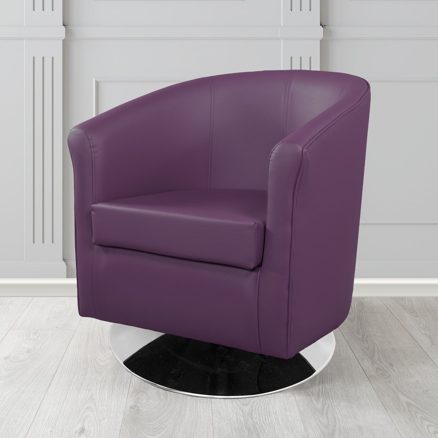 Tuscany Just Colour Damson Crib 5 Faux Leather Swivel Tub Chair - The Tub Chair Shop