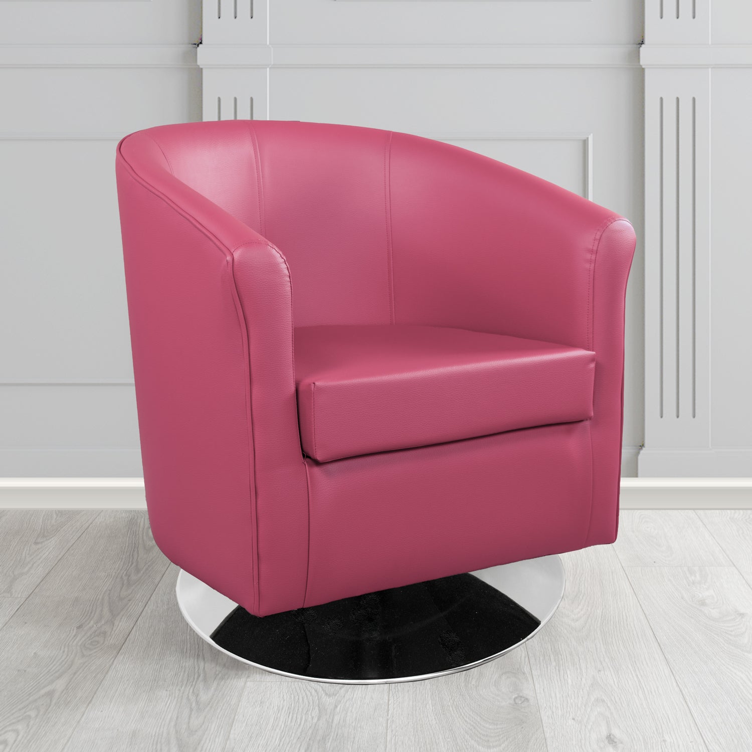 Tuscany Just Colour Deep Rose Crib 5 Faux Leather Swivel Tub Chair - The Tub Chair Shop