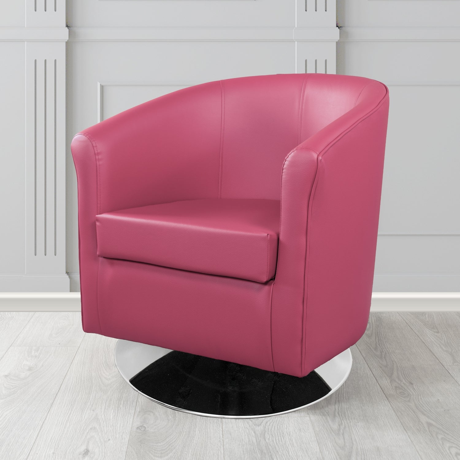 Tuscany Just Colour Deep Rose Crib 5 Faux Leather Swivel Tub Chair - The Tub Chair Shop