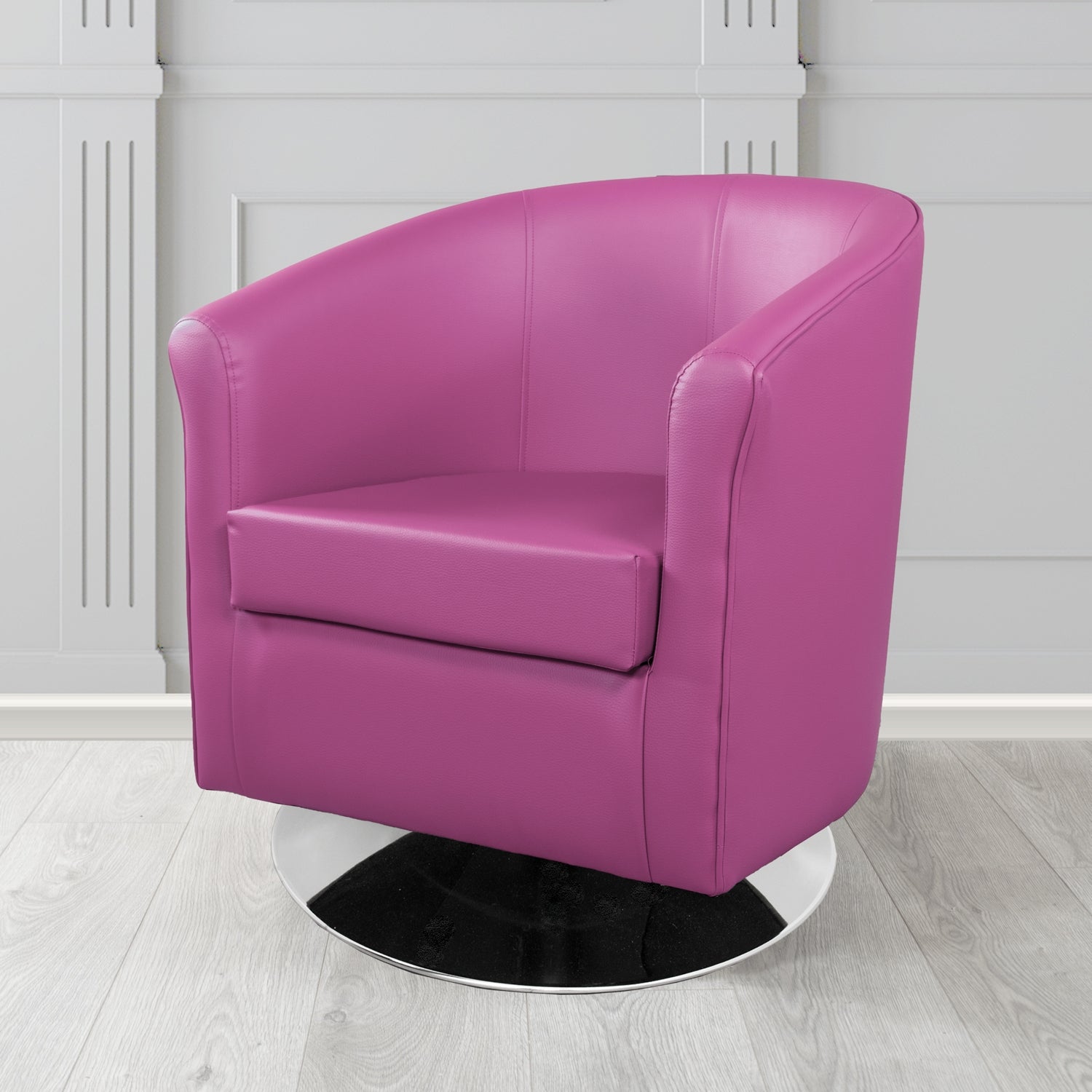 Tuscany Just Colour Fuchsia Crib 5 Faux Leather Swivel Tub Chair - The Tub Chair Shop