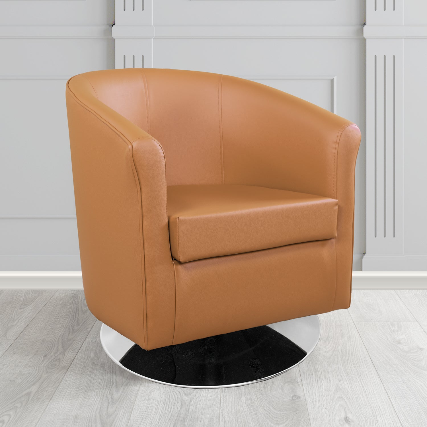 Tuscany Just Colour Fudge Crib 5 Faux Leather Swivel Tub Chair - The Tub Chair Shop