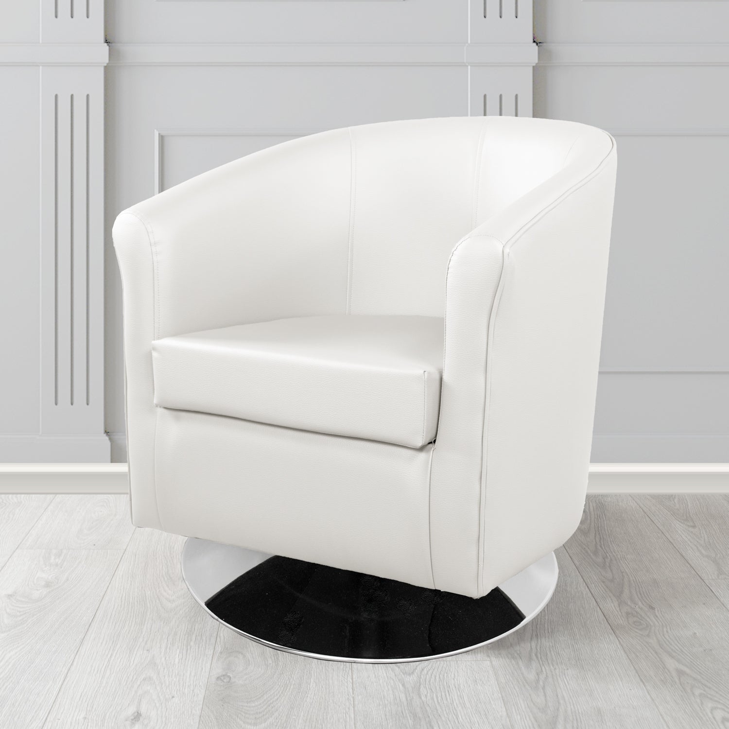 Tuscany Just Colour Crib 5 Jasmine White Faux Leather Swivel Tub Chair - The Tub Chair Shop