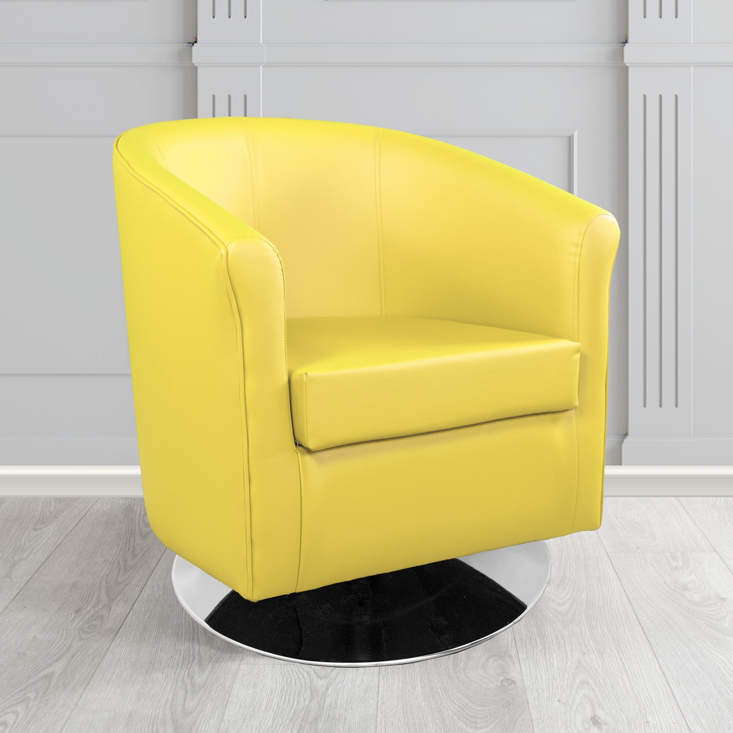 Tuscany Just Colour Lemon Crib 5 Faux Leather Swivel Tub Chair - The Tub Chair Shop