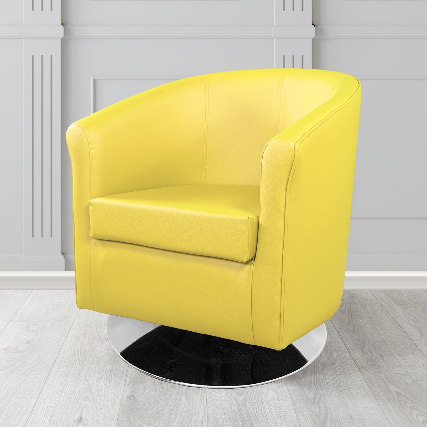 Tuscany Just Colour Lemon Crib 5 Faux Leather Swivel Tub Chair - The Tub Chair Shop