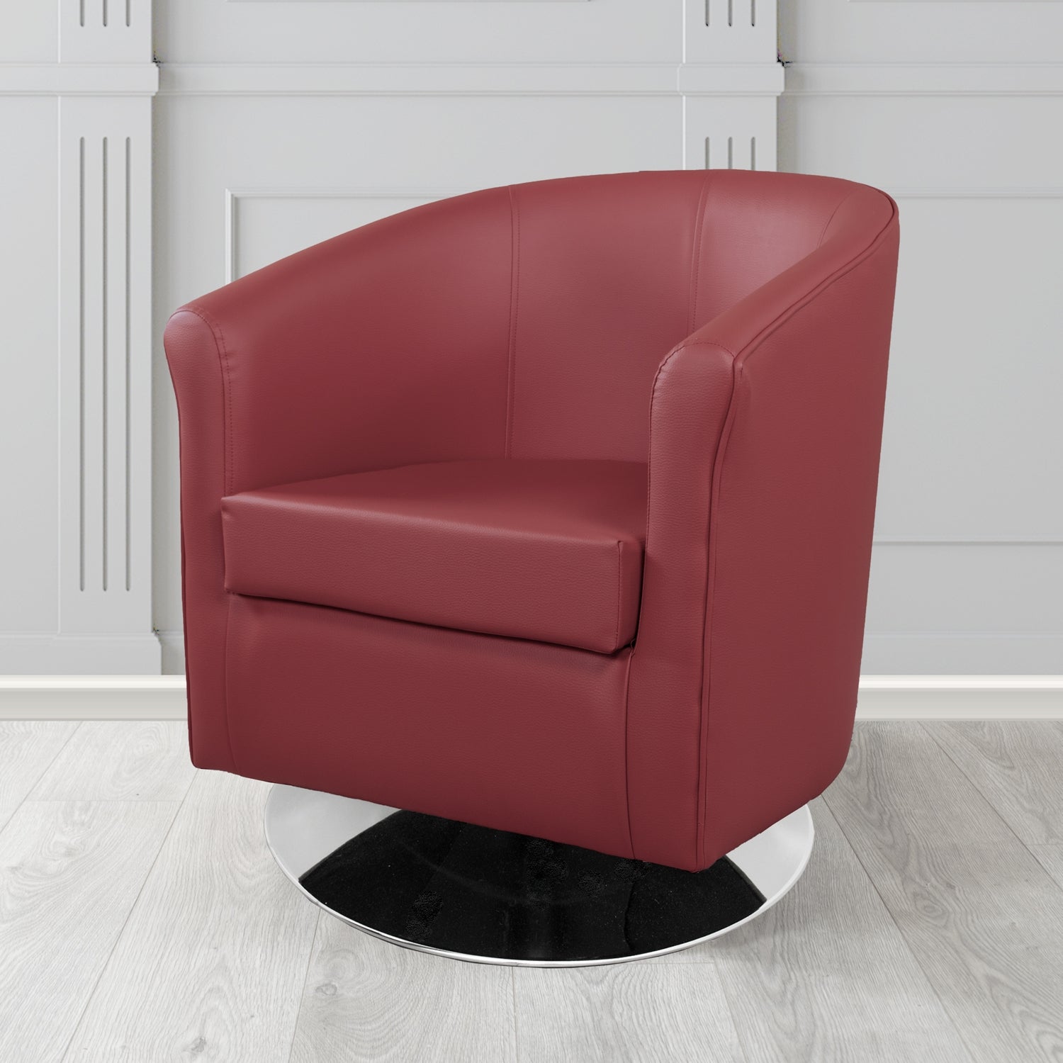 Tuscany Just Colour Mulled Wine Crib 5 Faux Leather Swivel Tub Chair - The Tub Chair Shop