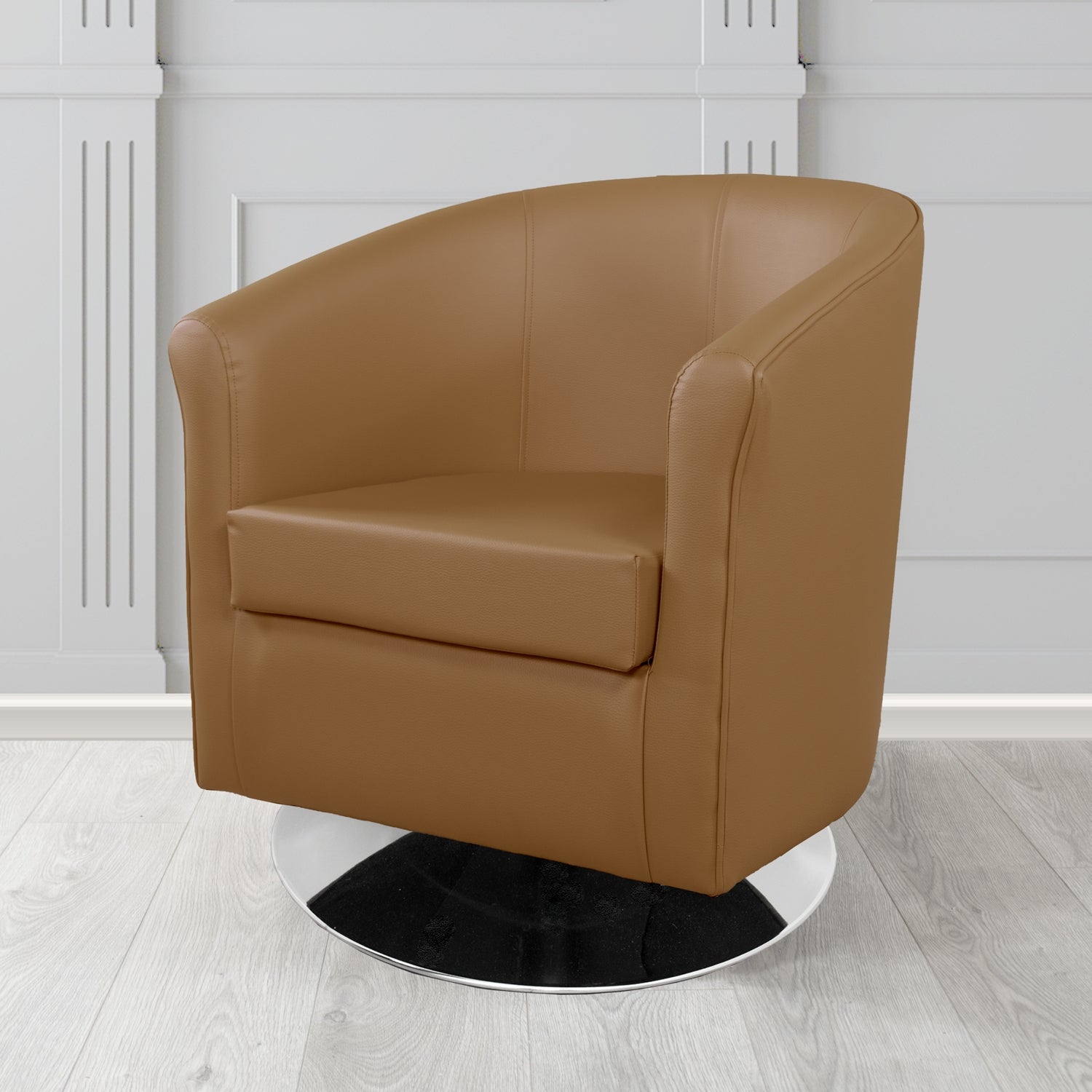 Tuscany Just Colour Nutmeg Crib 5 Faux Leather Swivel Tub Chair - The Tub Chair Shop