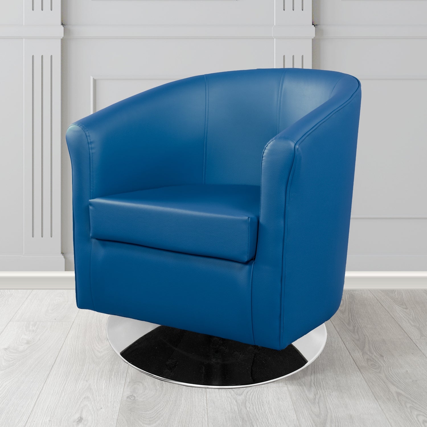 Tuscany Just Colour Ocean Blue Crib 5 Faux Leather Swivel Tub Chair - The Tub Chair Shop