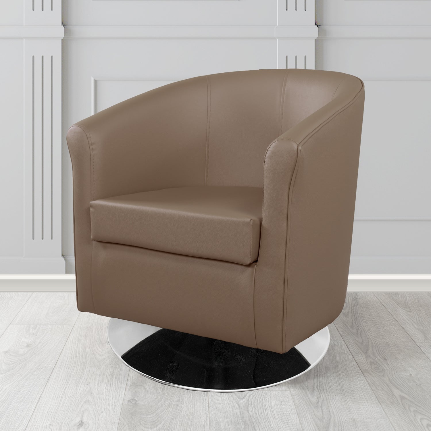 Tuscany Just Colour Pecan Crib 5 Faux Leather Swivel Tub Chair - The Tub Chair Shop