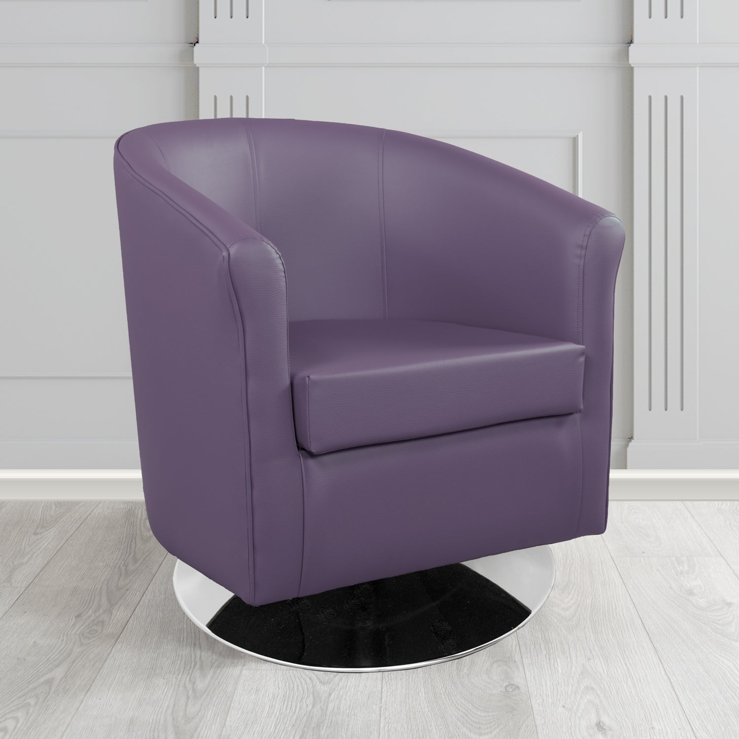 Tuscany Just Colour Professor Plum Crib 5 Faux Leather Swivel Tub Chair - The Tub Chair Shop