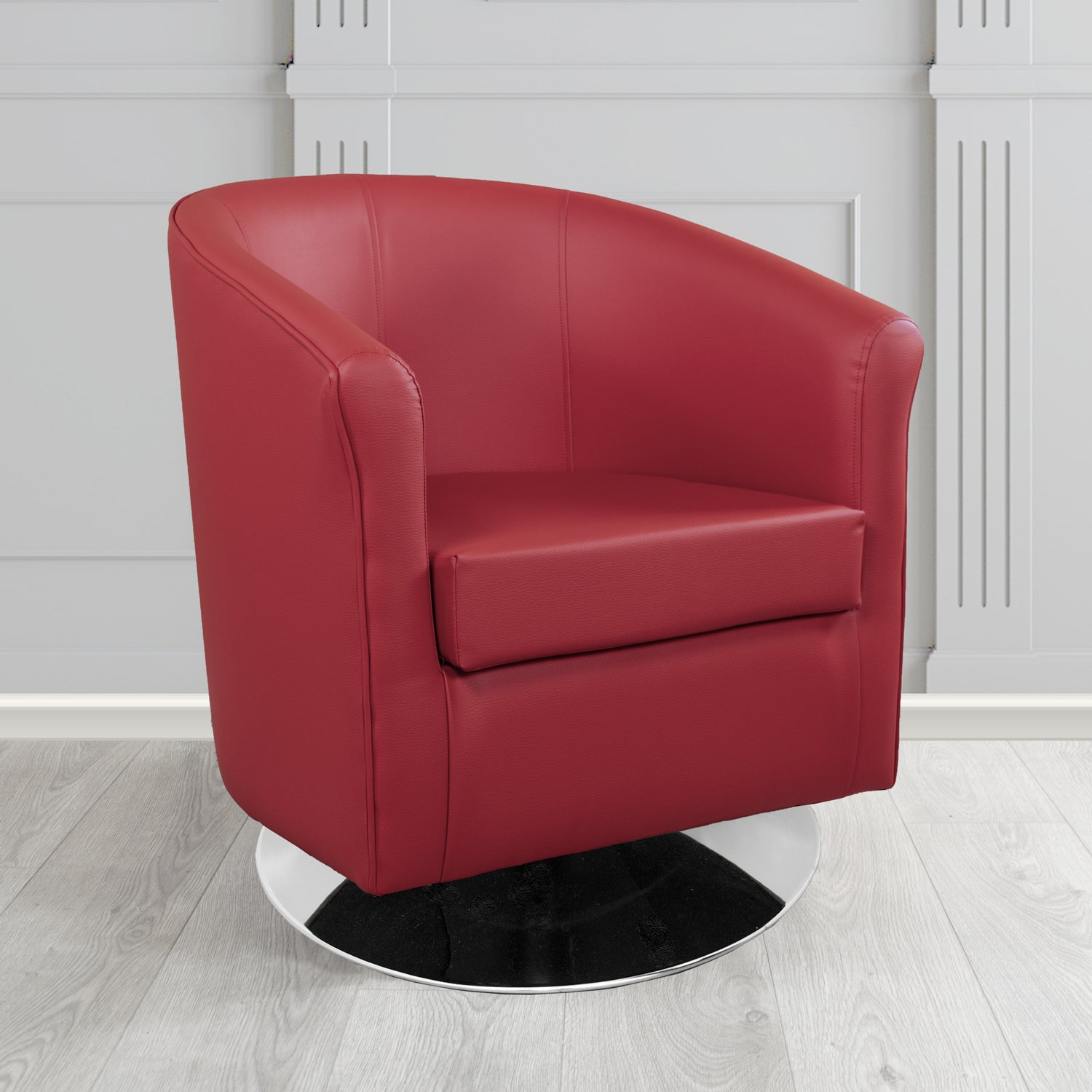Tuscany Just Colour Rosso Crib 5 Faux Leather Swivel Tub Chair - The Tub Chair Shop
