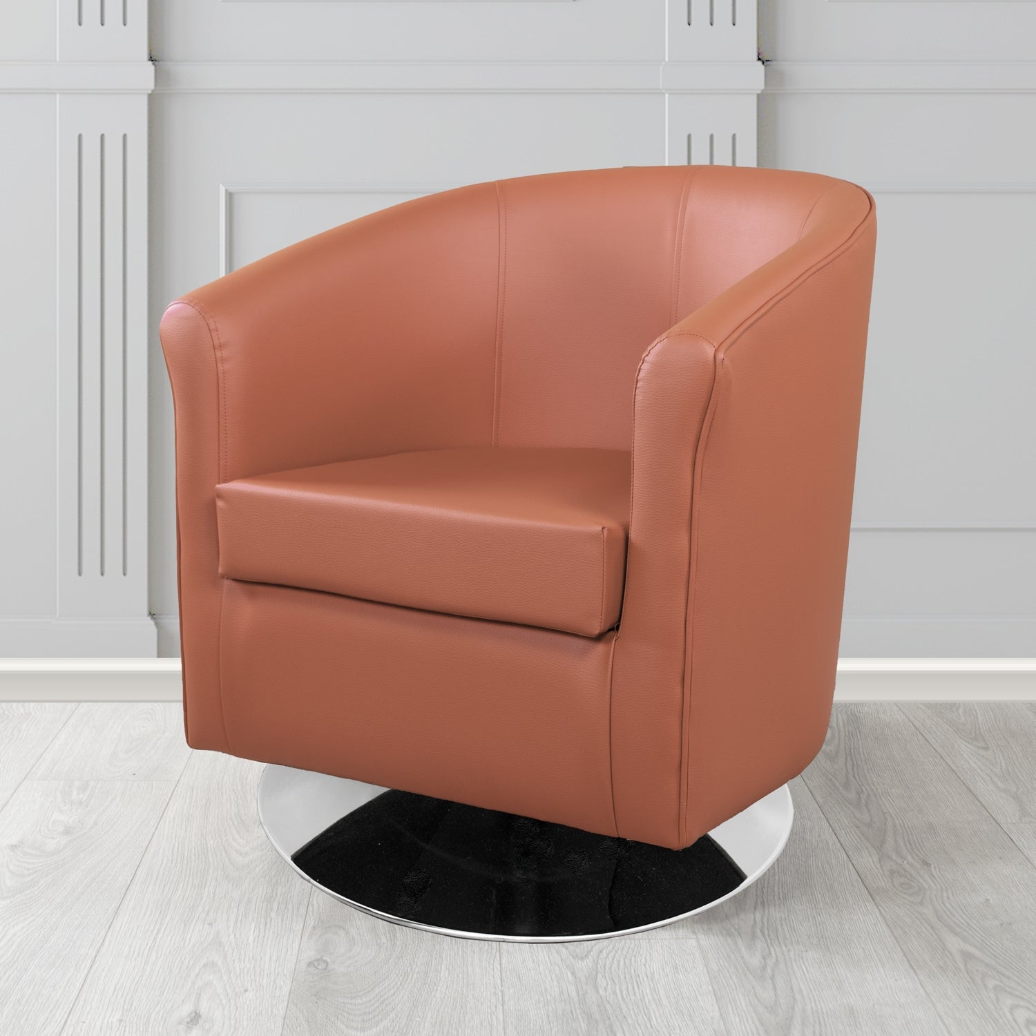 Tuscany Just Colour Rusty Crib 5 Faux Leather Swivel Tub Chair - The Tub Chair Shop