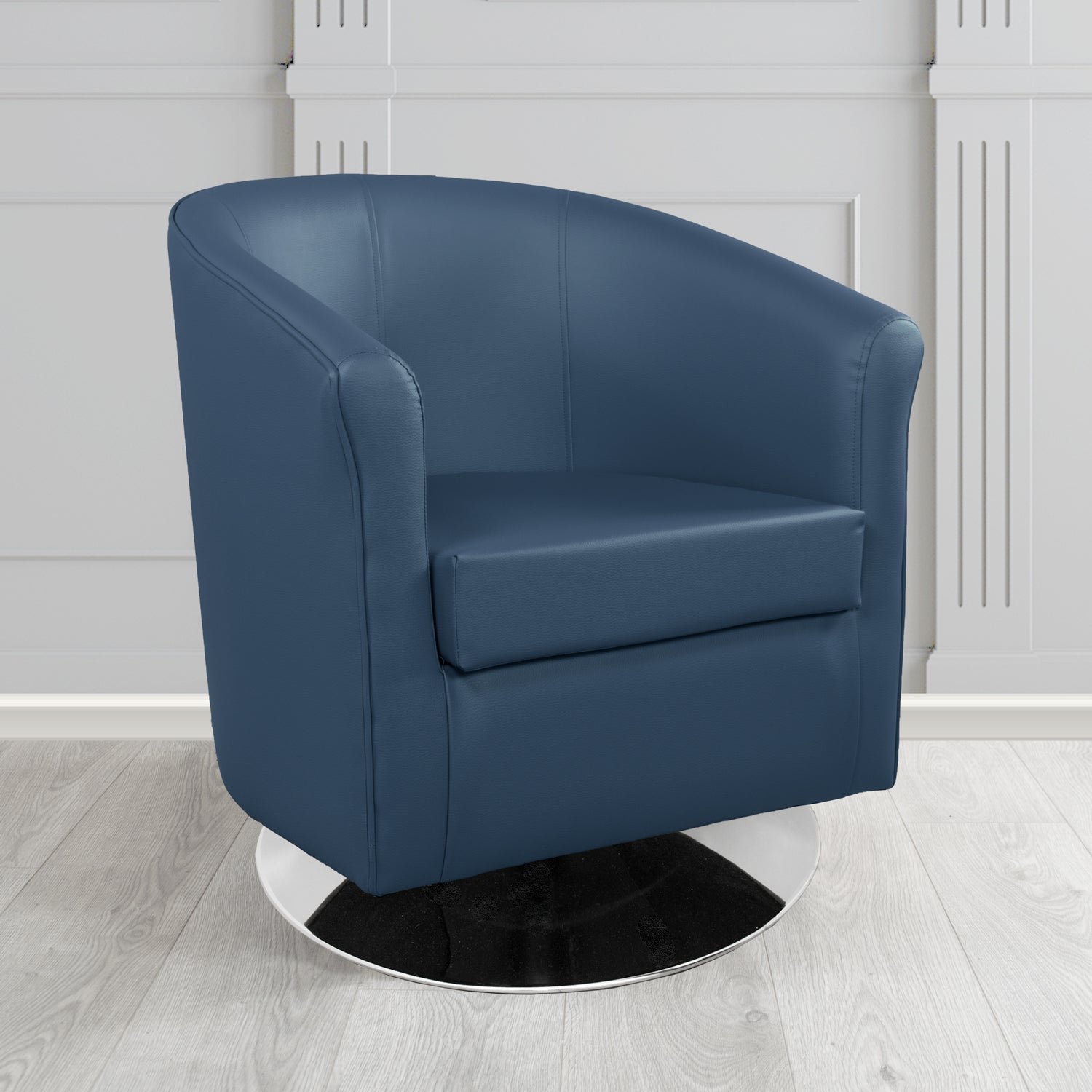 Tuscany Just Colour Sapphire Blue Crib 5 Faux Leather Swivel Tub Chair - The Tub Chair Shop