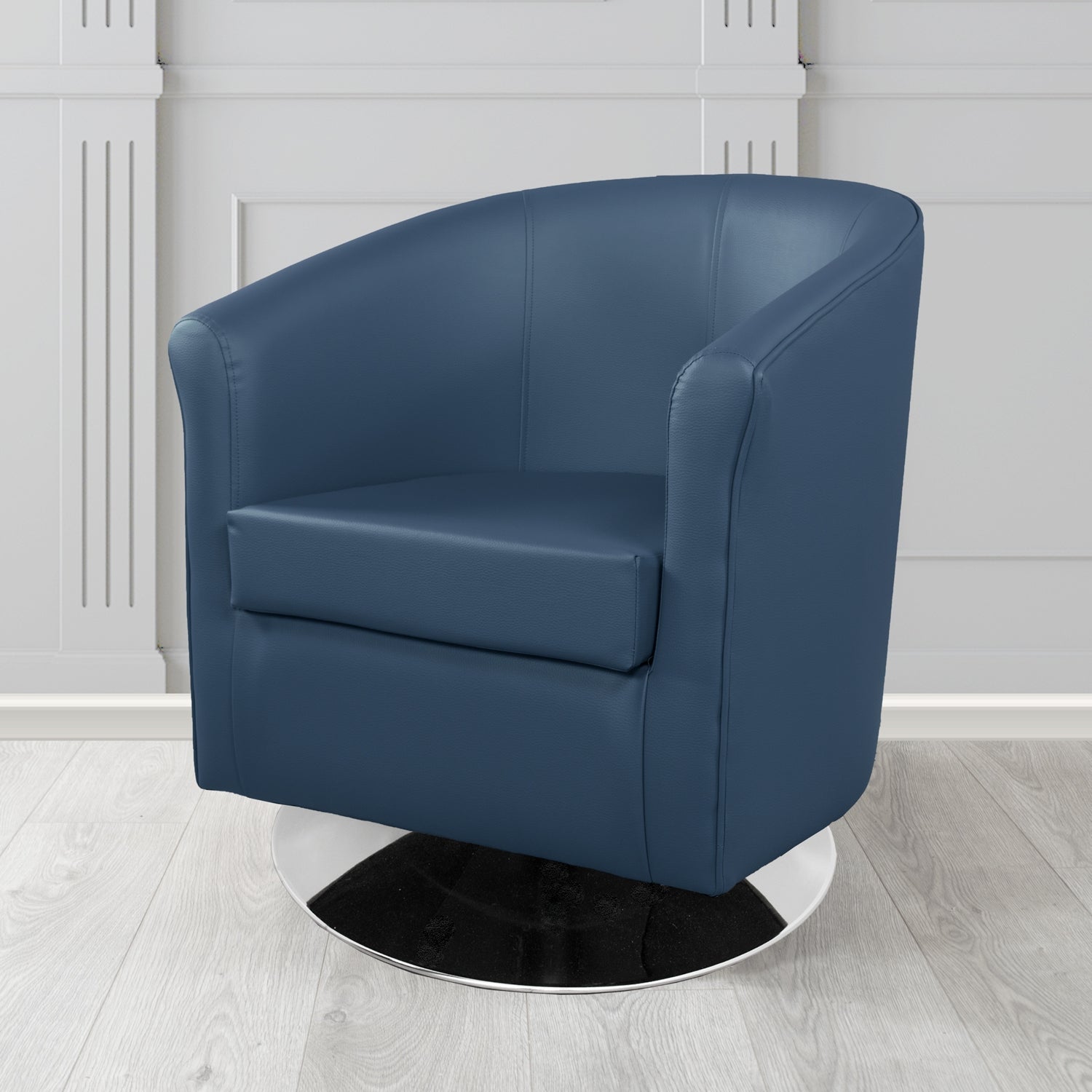 Tuscany Just Colour Sapphire Blue Crib 5 Faux Leather Swivel Tub Chair - The Tub Chair Shop