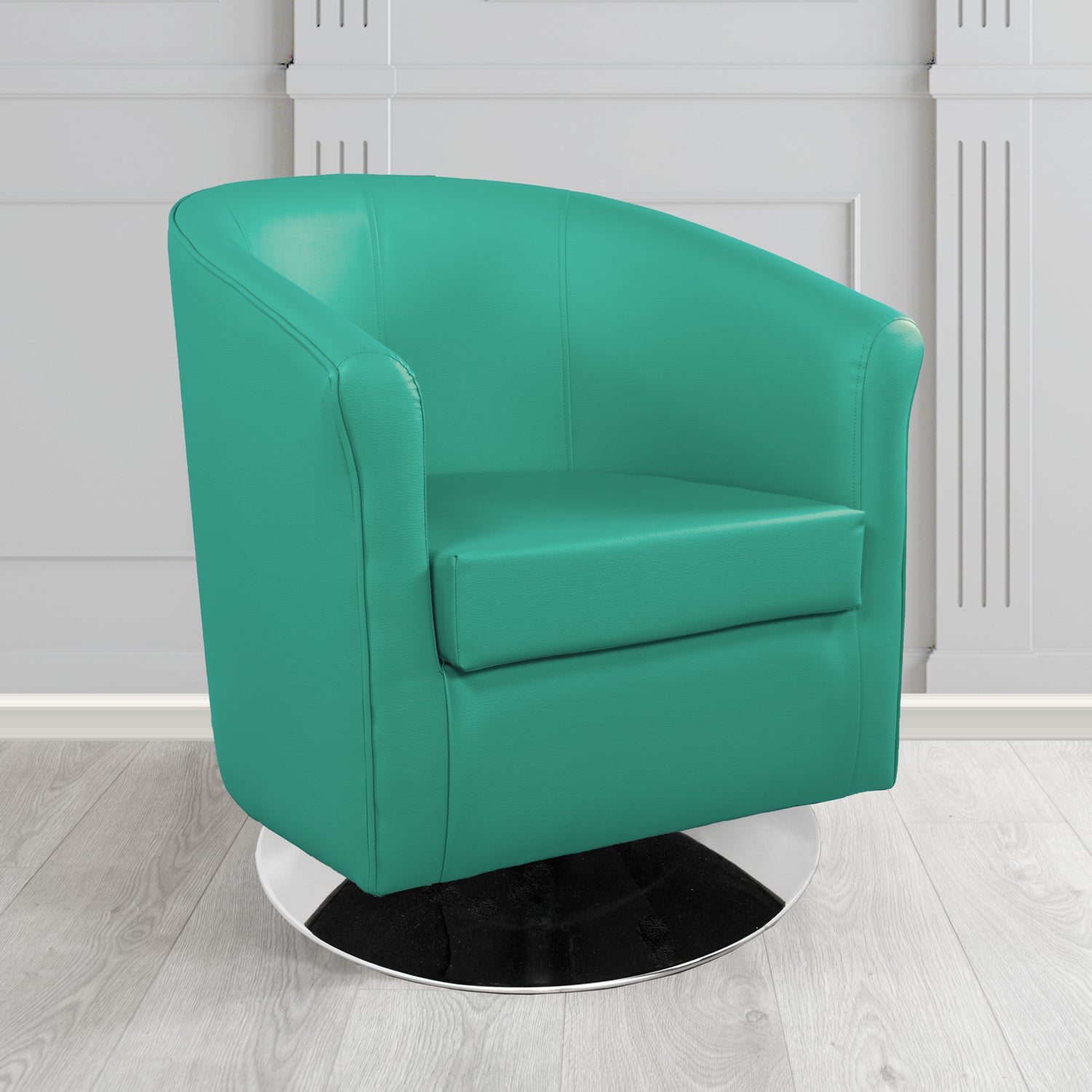 Tuscany Just Colour Sea Green Crib 5 Faux Leather Swivel Tub Chair - The Tub Chair Shop
