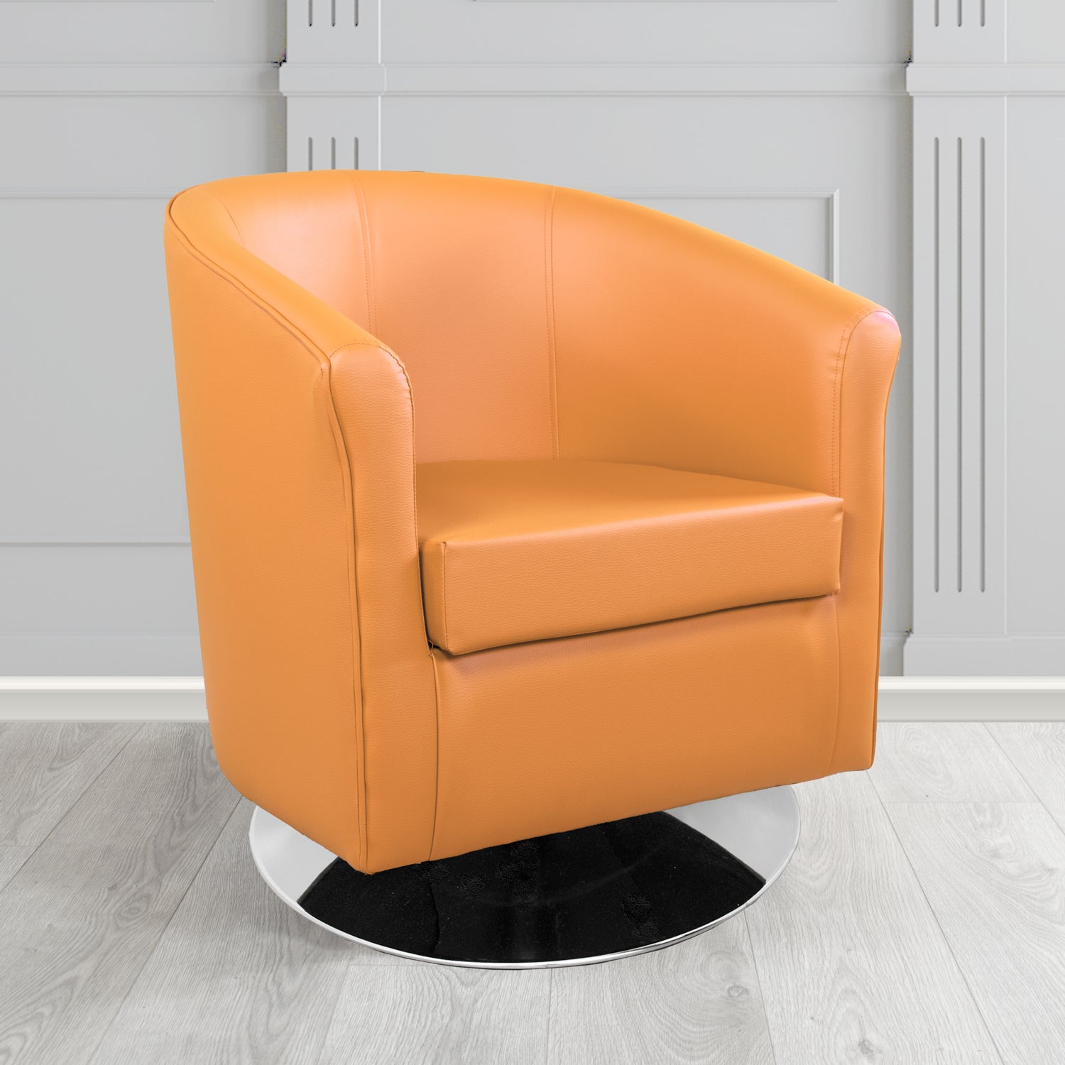Tuscany Just Colour Tangerine Crib 5 Faux Leather Swivel Tub Chair - The Tub Chair Shop