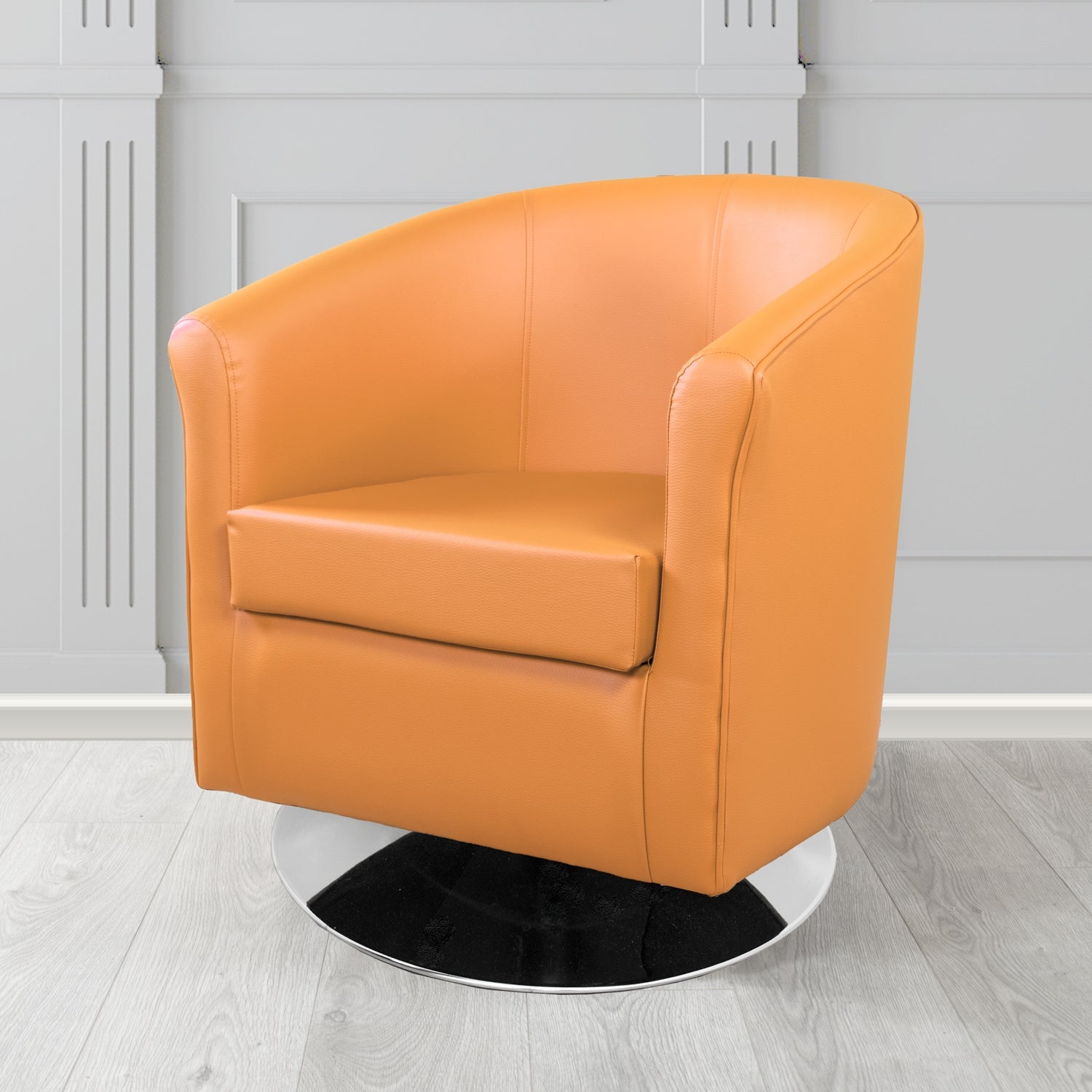 Tuscany Just Colour Tangerine Crib 5 Faux Leather Swivel Tub Chair - The Tub Chair Shop