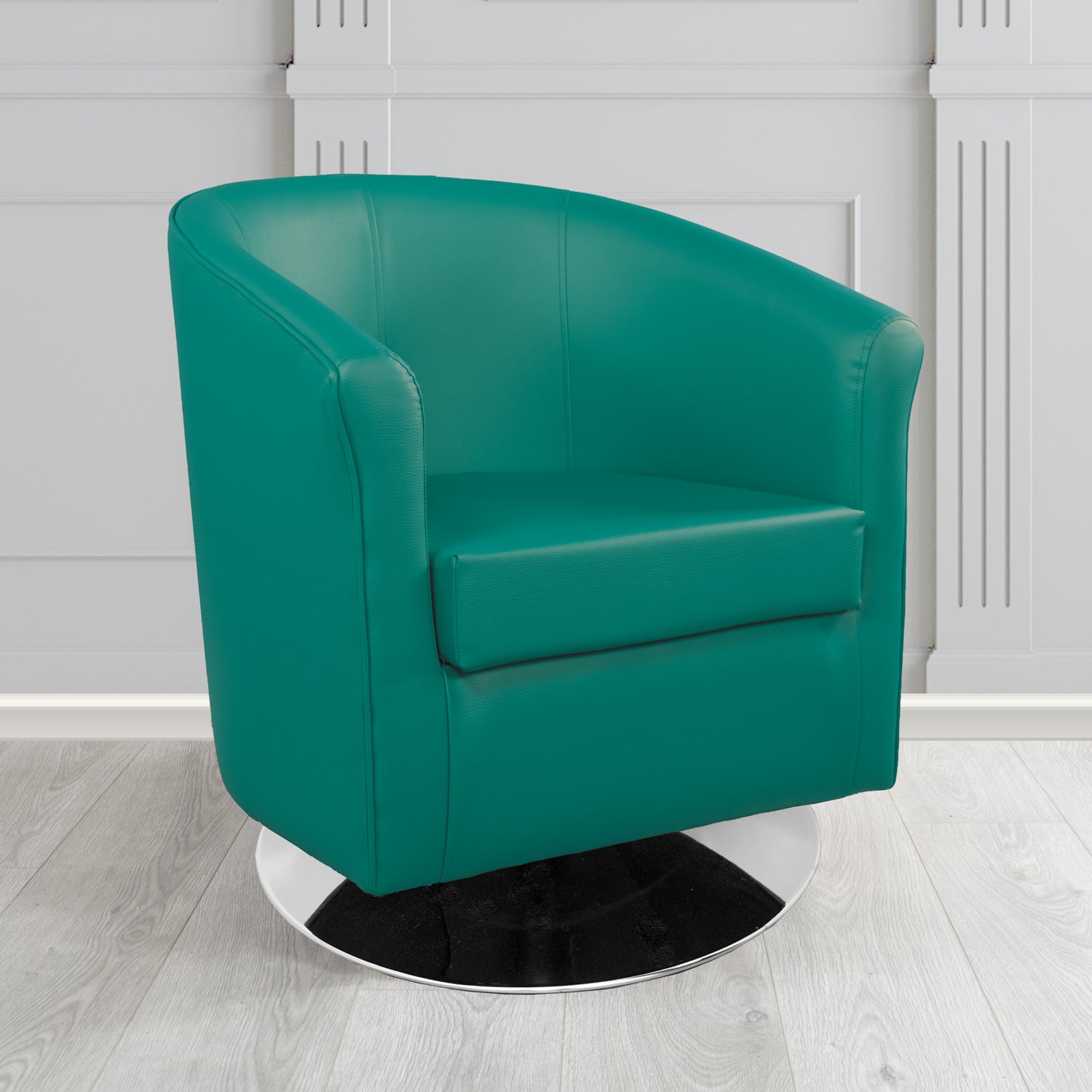 Tuscany Just Colour Teal Crib 5 Faux Leather Swivel Tub Chair - The Tub Chair Shop