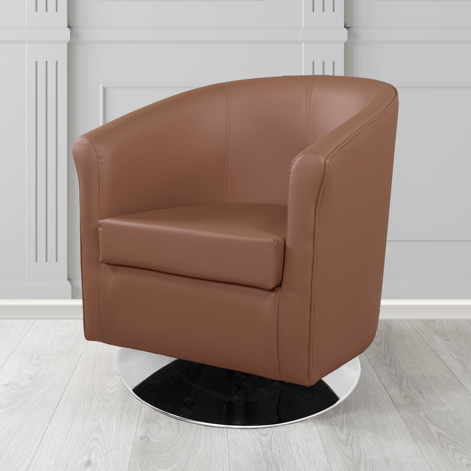 Tuscany Just Colour Walnut Crib 5 Faux Leather Swivel Tub Chair - The Tub Chair Shop