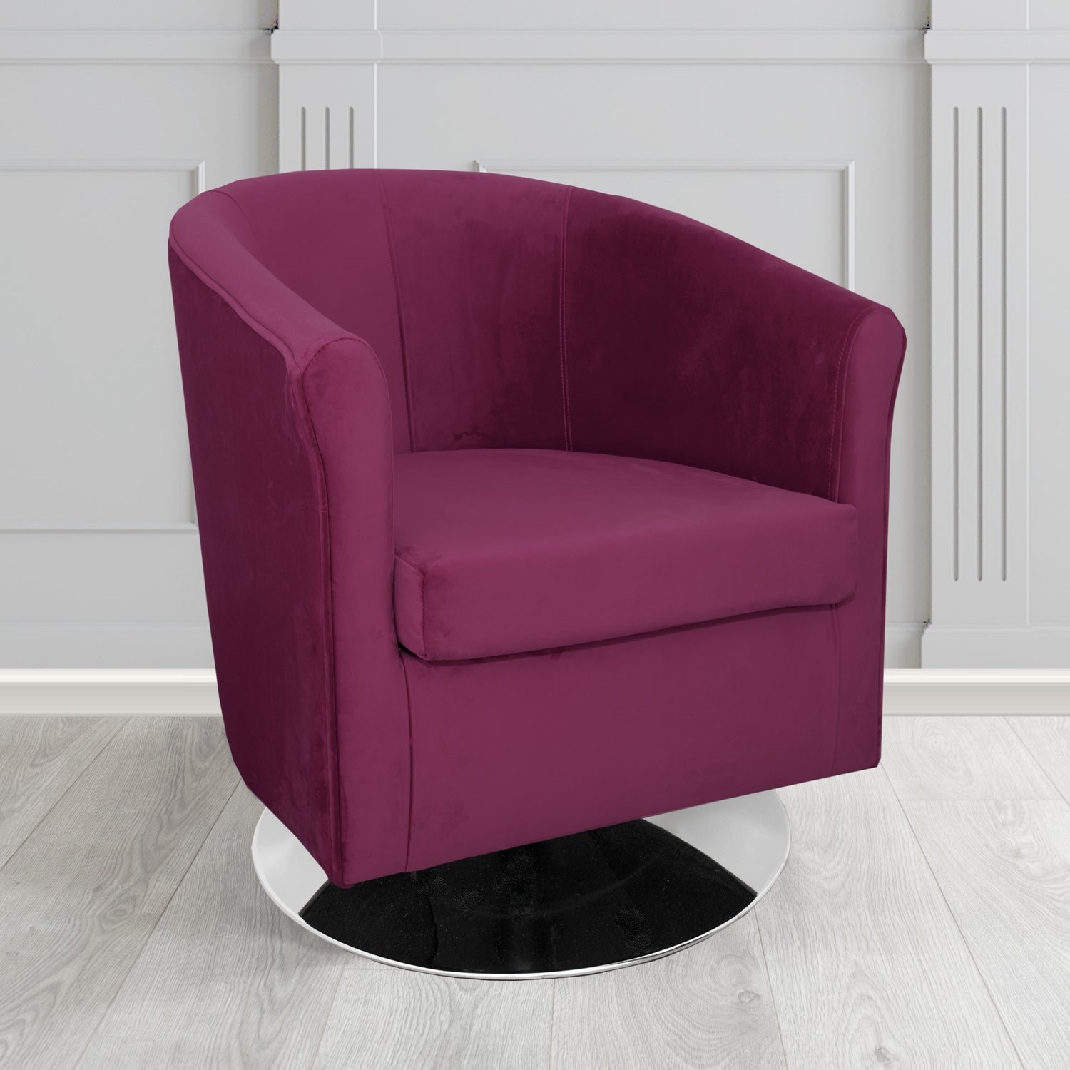 Tuscany Monaco Amethyst Plush Velvet Fabric Swivel Tub Chair (6589861560362)