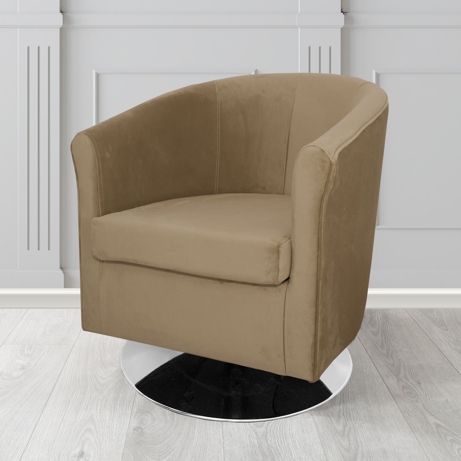 Tuscany Monaco Biscuit Plush Velvet Fabric Swivel Tub Chair (6589862281258)