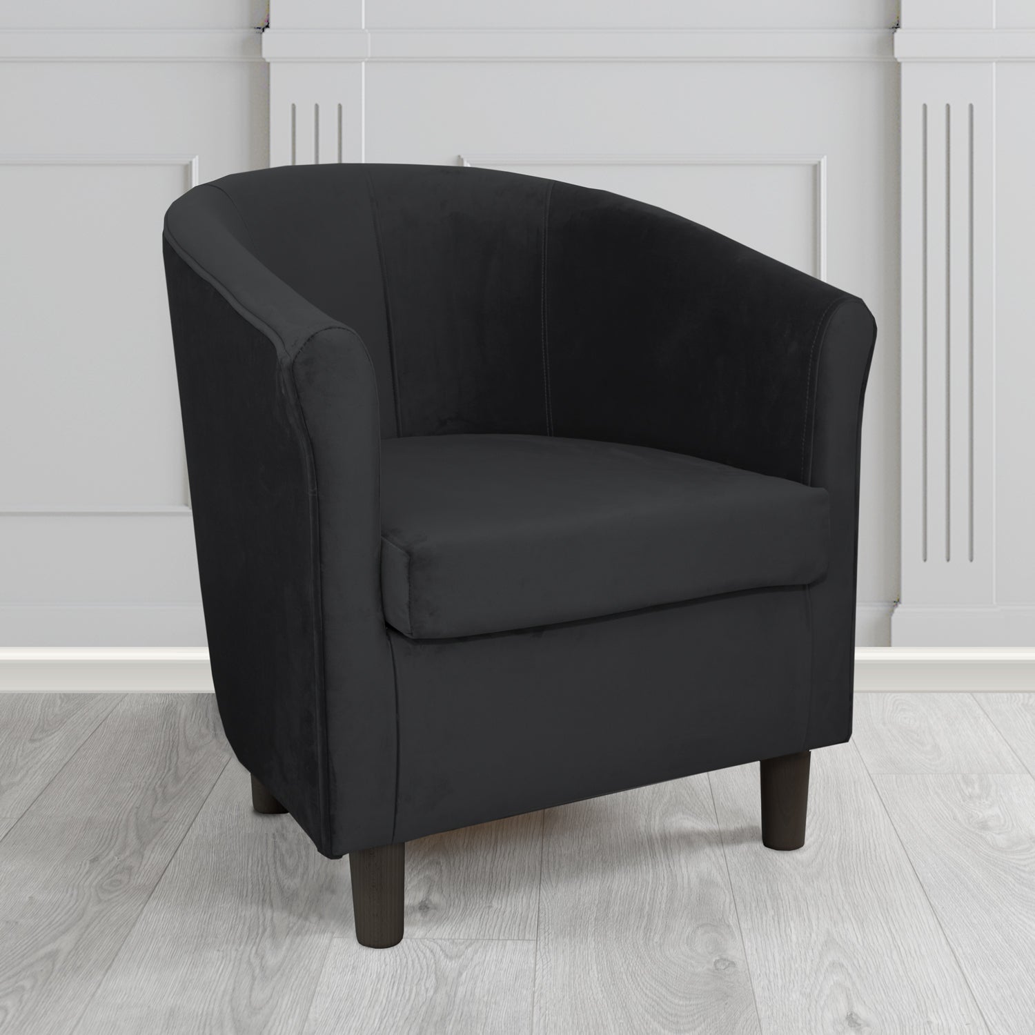 Express Tuscany Monaco Black Plush Velvet Fabric Tub Chair (6589799235626)