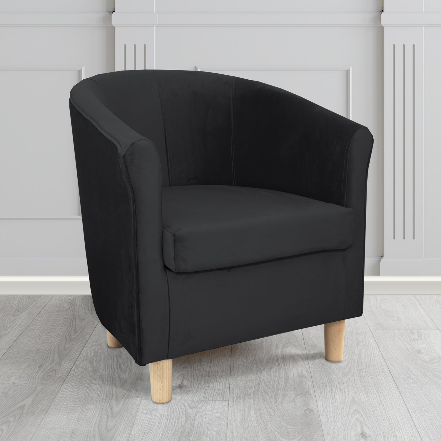 Express Tuscany Monaco Black Plush Velvet Fabric Tub Chair (6589799235626)