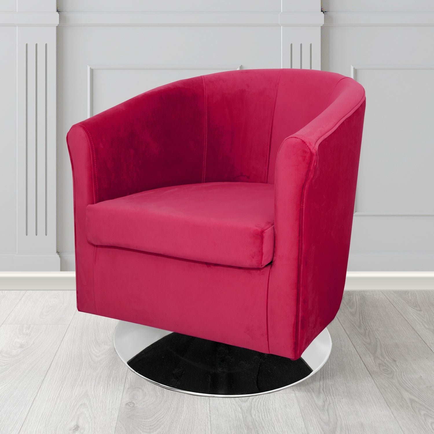 Tuscany Monaco Boysenberry Plush Velvet Fabric Swivel Tub Chair (6589862838314)