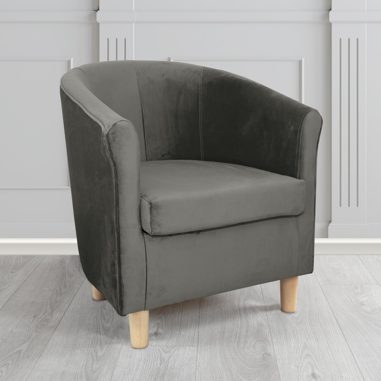 Express Tuscany Monaco Grey Plush Velvet Fabric Tub Chair (6589823057962)