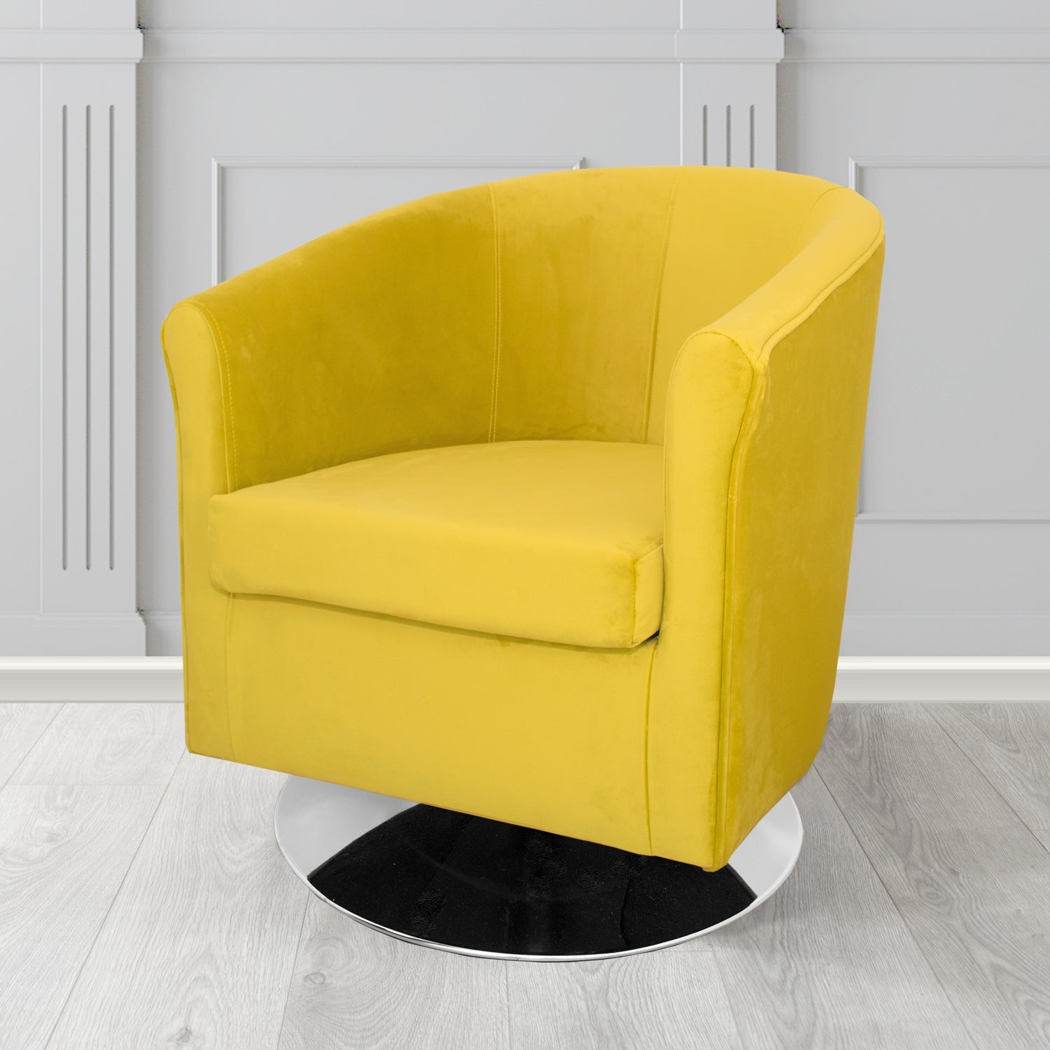 Tuscany Monaco Lemon Plush Velvet Fabric Swivel Tub Chair (6589864149034)