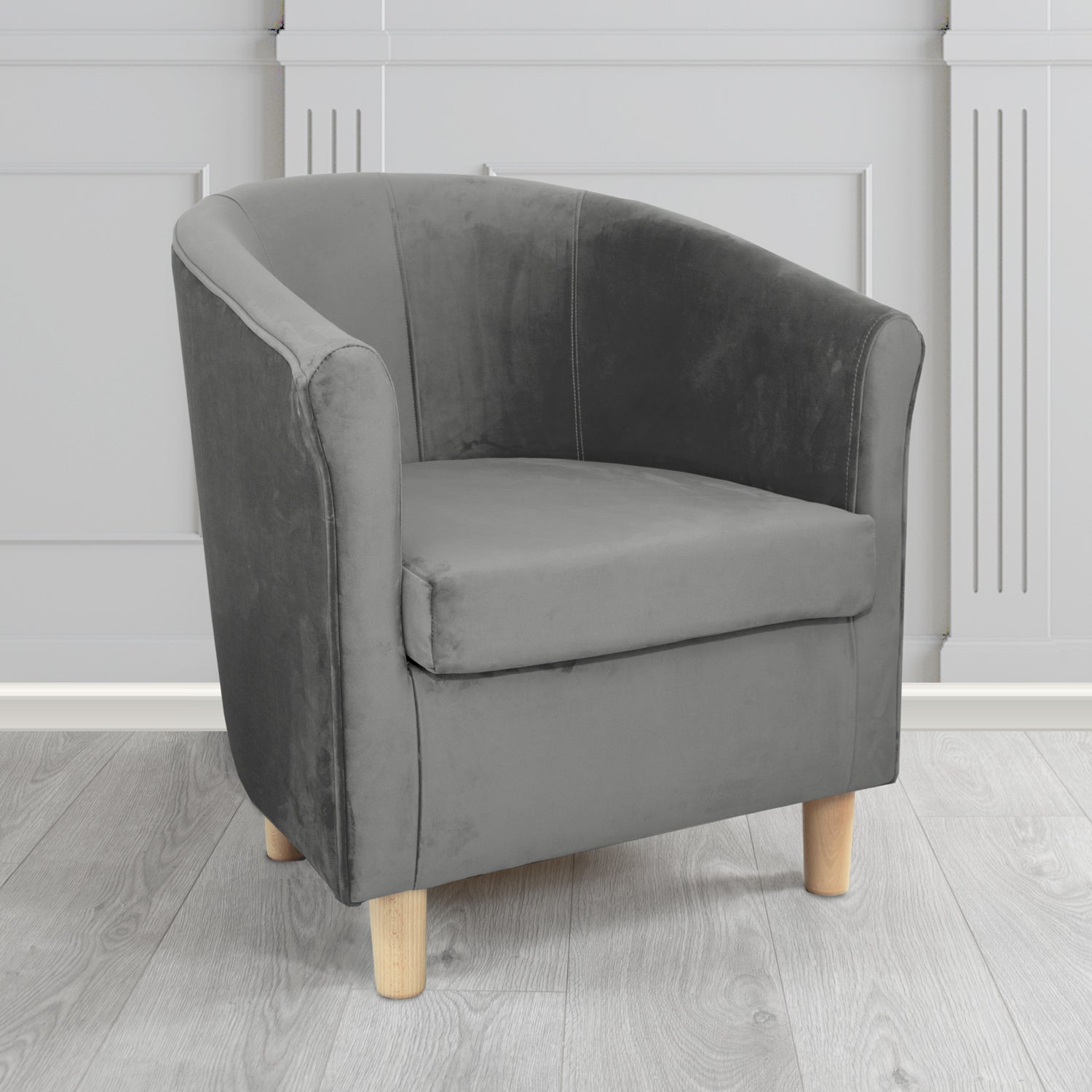 Express Tuscany Monaco Platinum Plush Velvet Fabric Tub Chair (6589832298538)