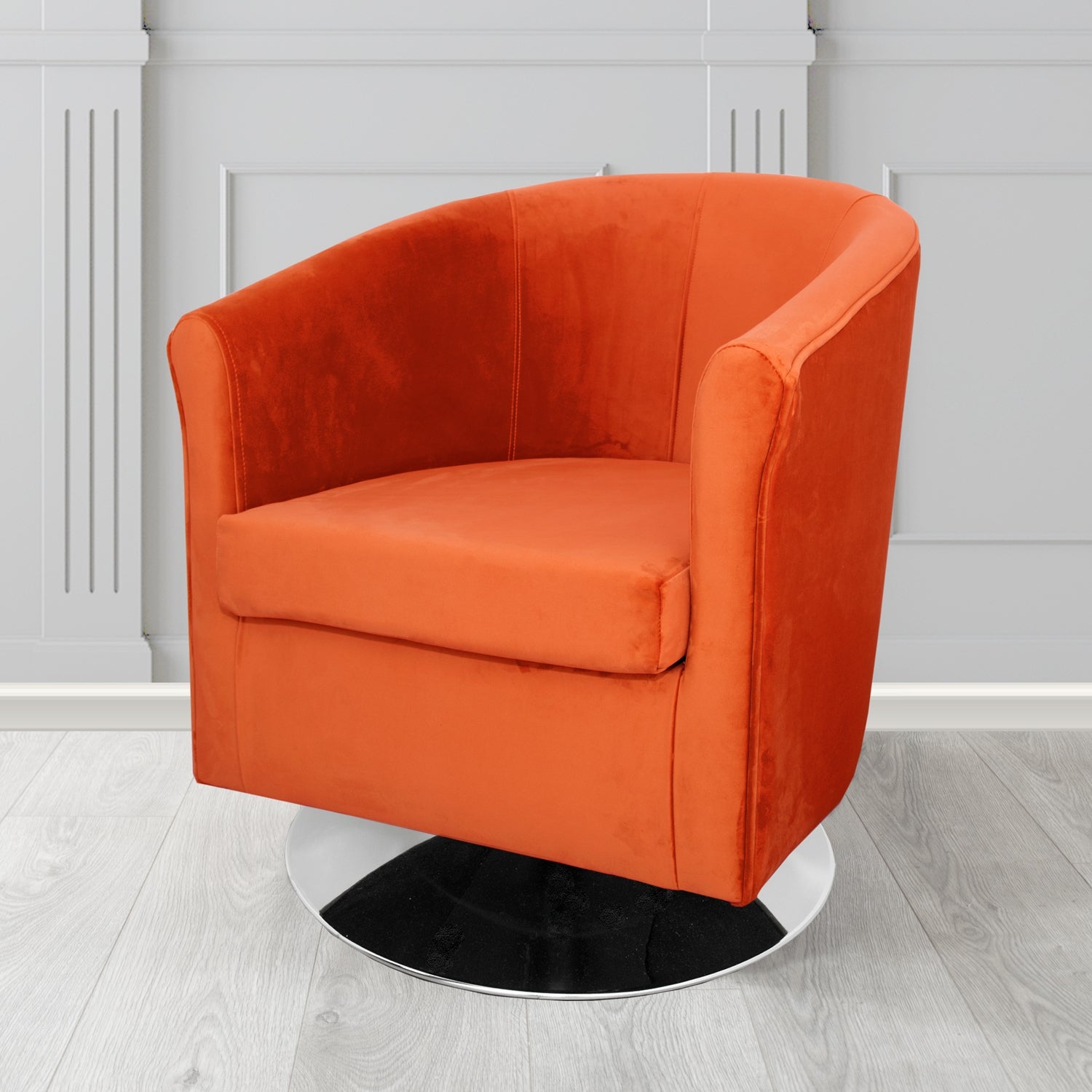 Tuscany Monaco Pumpkin Plush Velvet Fabric Swivel Tub Chair (6589865164842)
