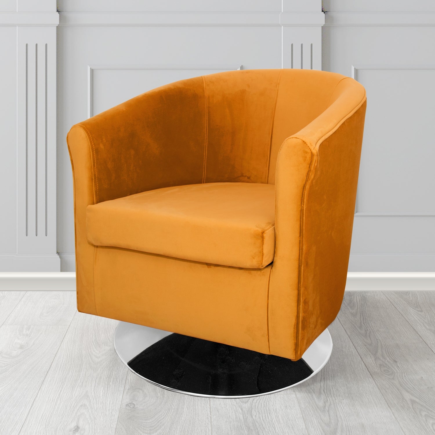 Tuscany Monaco Saffron Plush Velvet Fabric Swivel Tub Chair (6589865328682)
